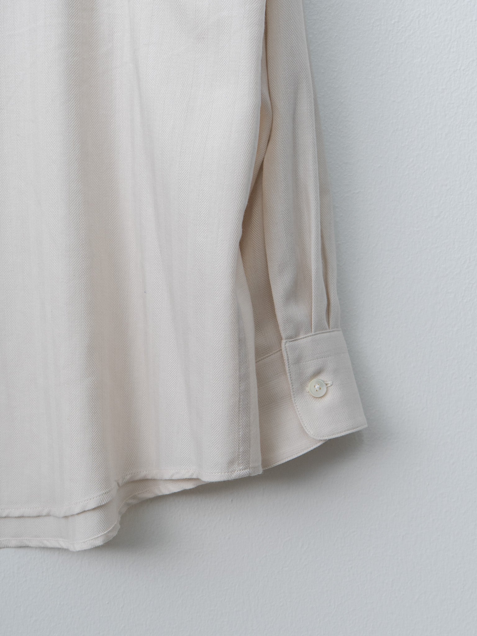 Namu Shop - Auralee Cotton Cashmere Herringbone Shirt - Ivory White