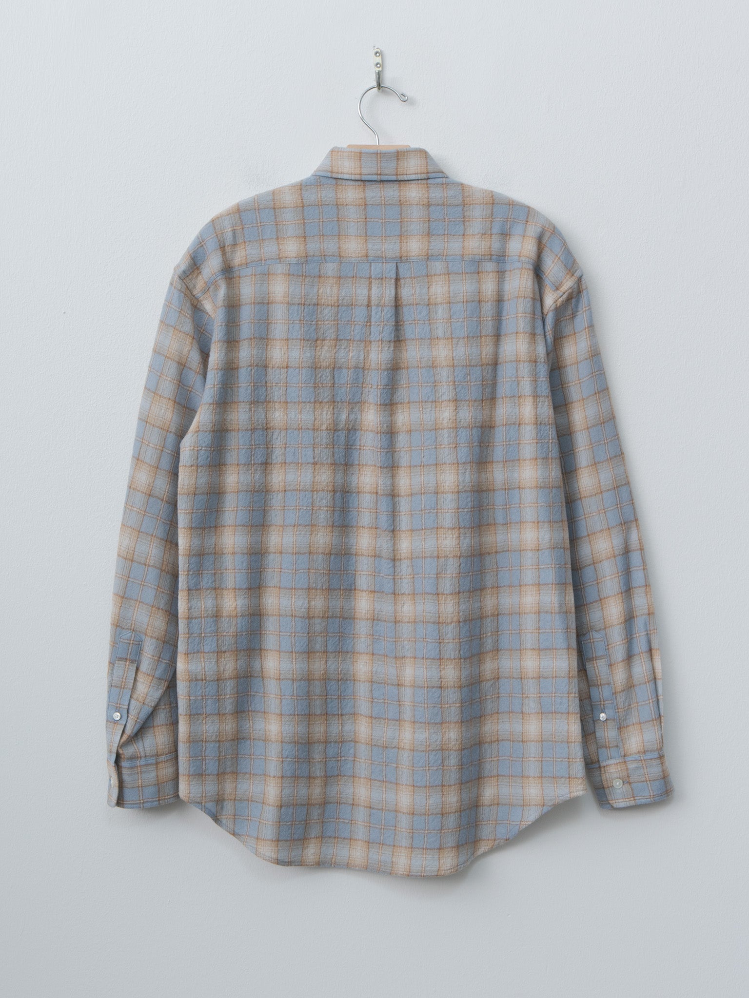 Namu Shop - Auralee Airy Wool Check Shirt - Light Blue × Beige