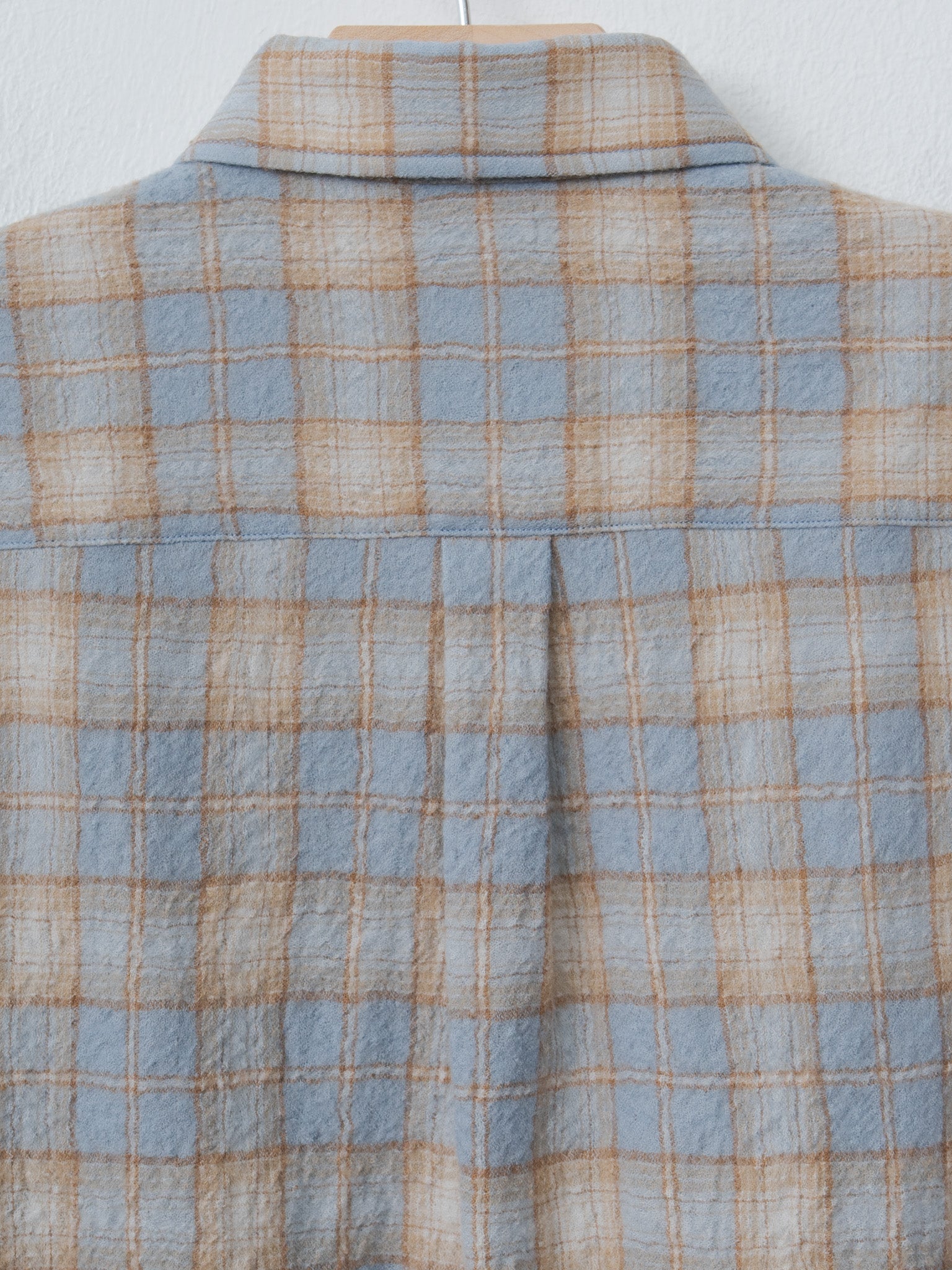 Namu Shop - Auralee Airy Wool Check Shirt - Light Blue × Beige