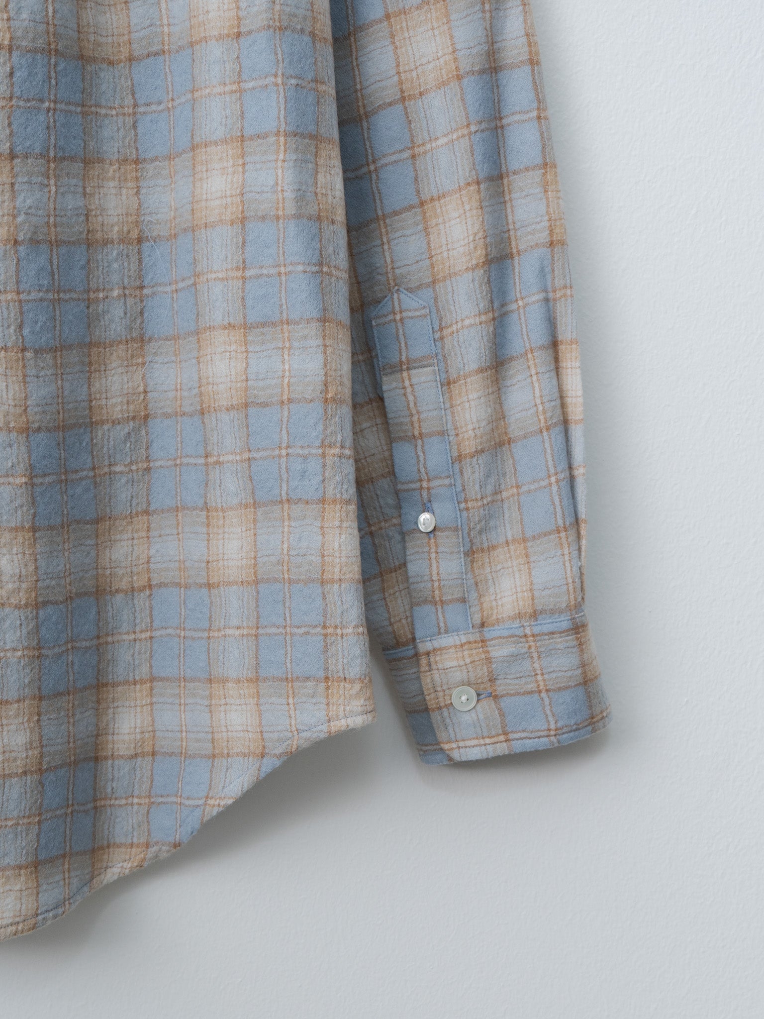 Namu Shop - Auralee Airy Wool Check Shirt - Light Blue × Beige