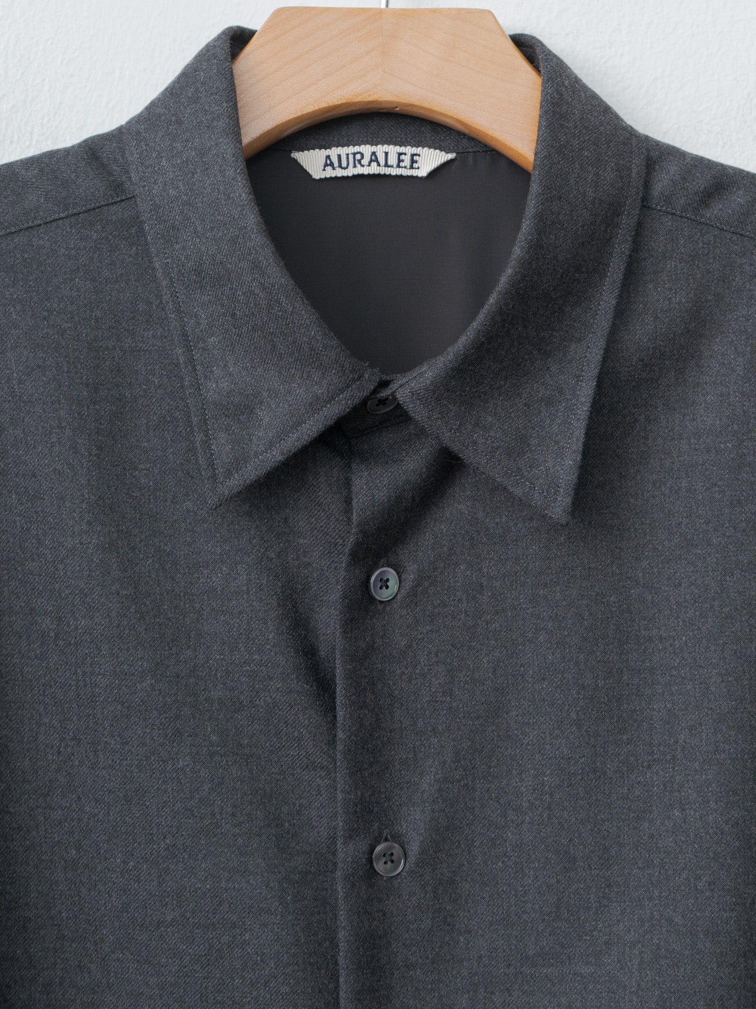 Namu Shop - Auralee Super Light Wool Shirt - Top Charcoal