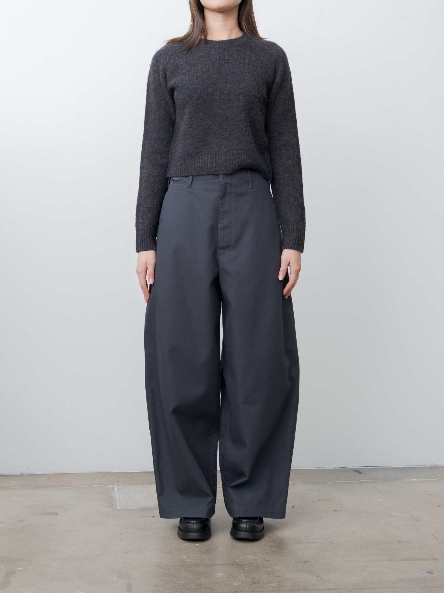Namu Shop - Yleve Italian Merino Wool Melange Knit P/O - Navy x Khaki