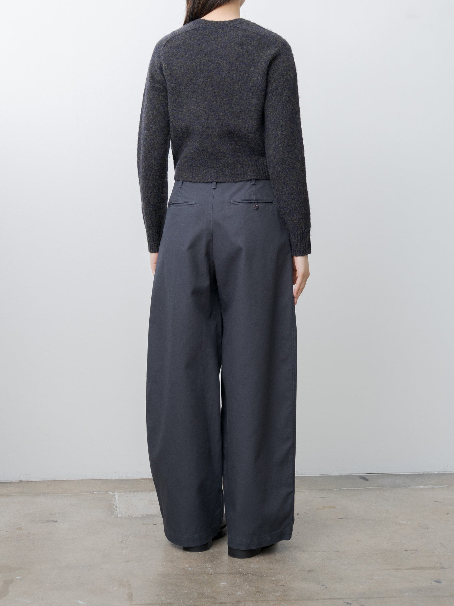 Namu Shop - Yleve Italian Merino Wool Melange Knit P/O - Navy x Khaki