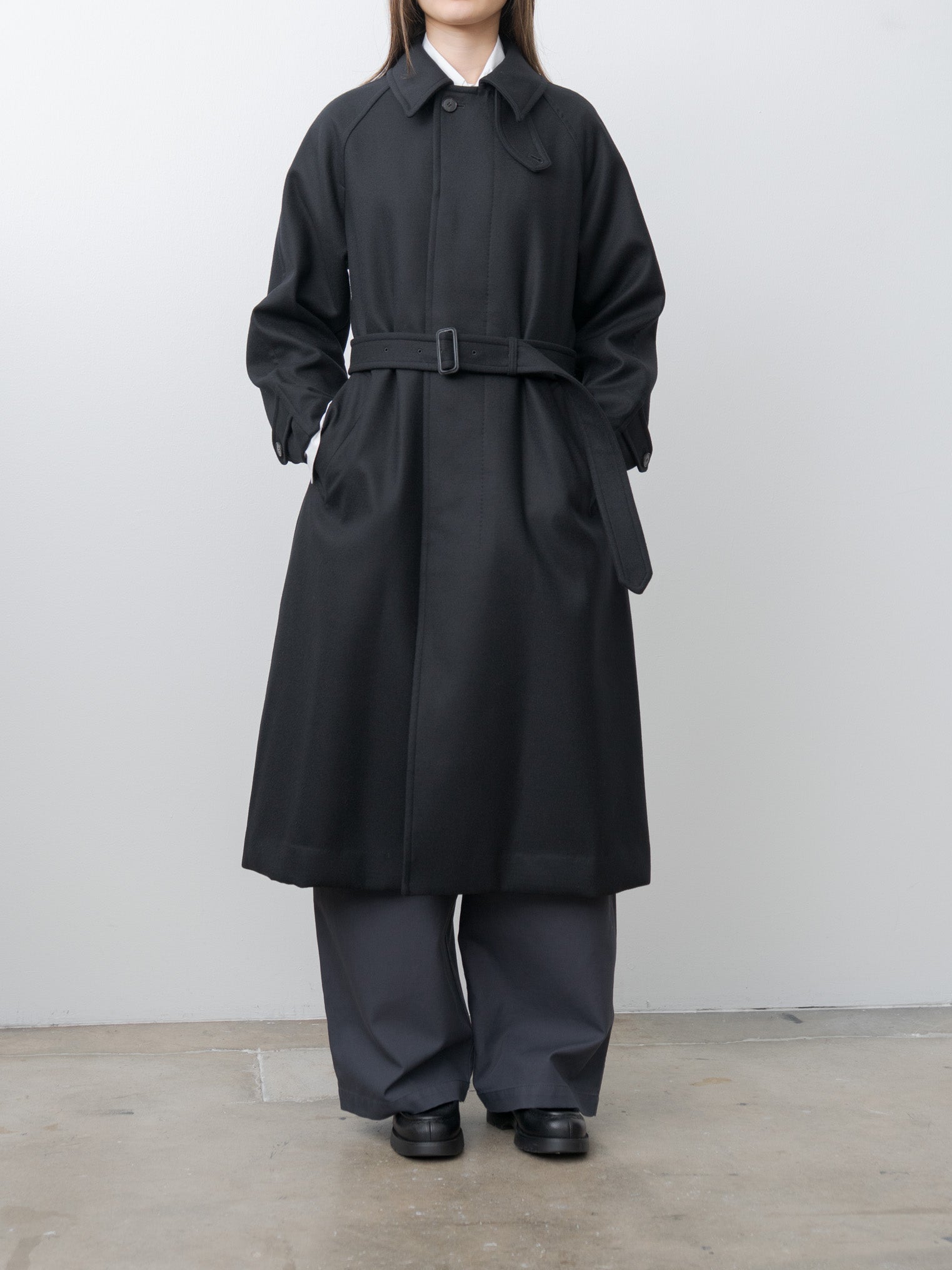 Namu Shop - Yleve Super100's Wool Melton Coat - Black
