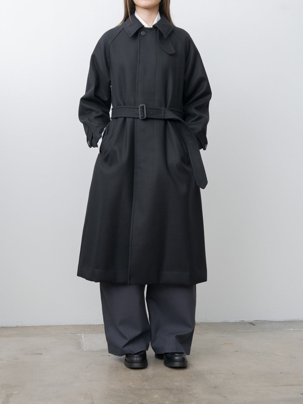 Namu Shop - Yleve Super100's Wool Melton Coat - Black