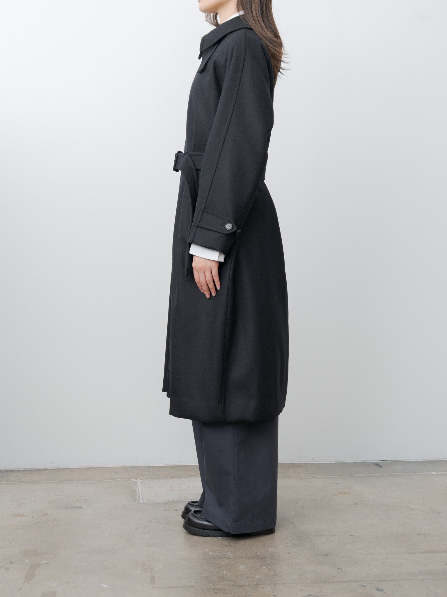 Namu Shop - Yleve Super100's Wool Melton Coat - Black