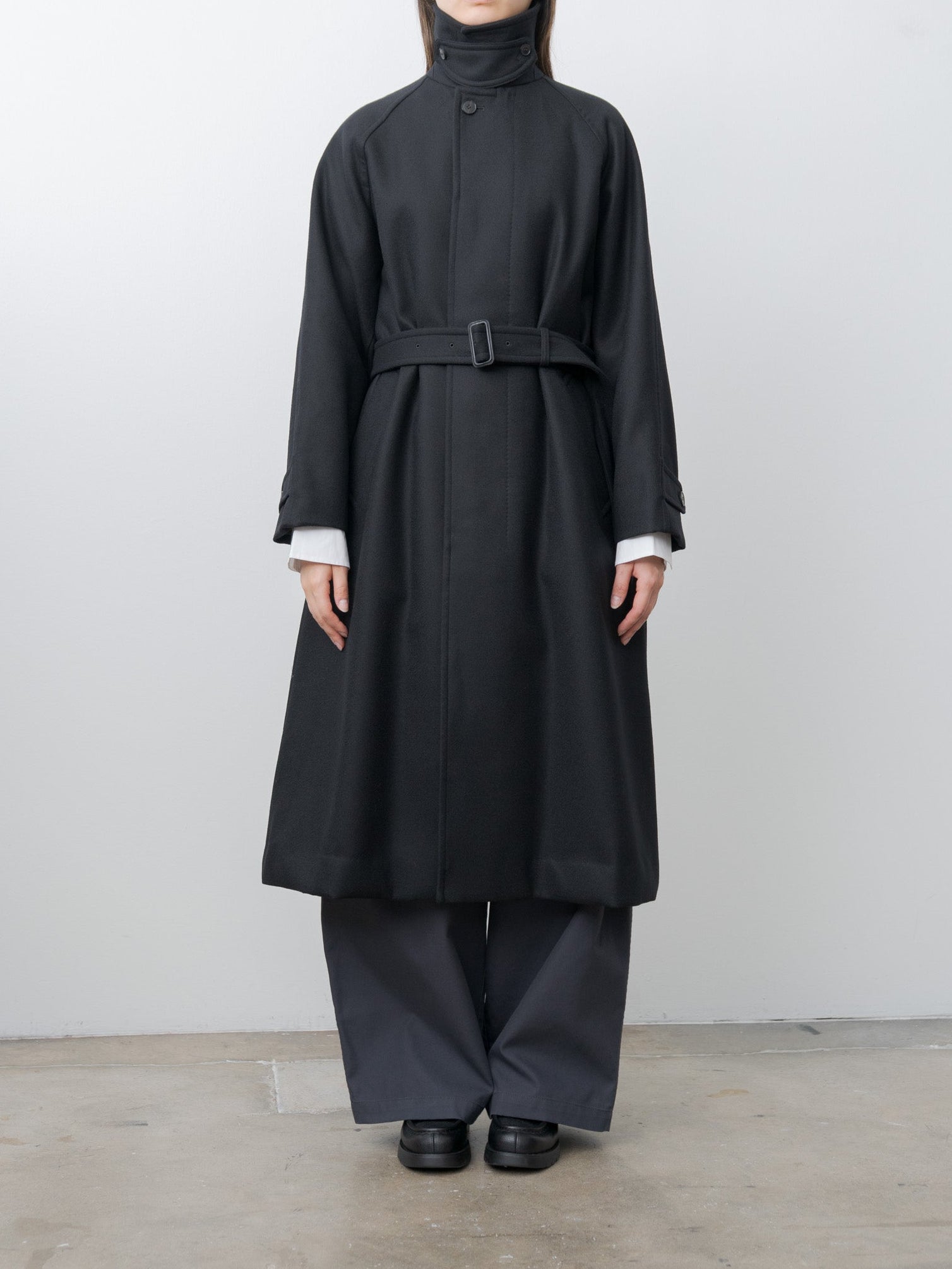 Namu Shop - Yleve Super100's Wool Melton Coat - Black