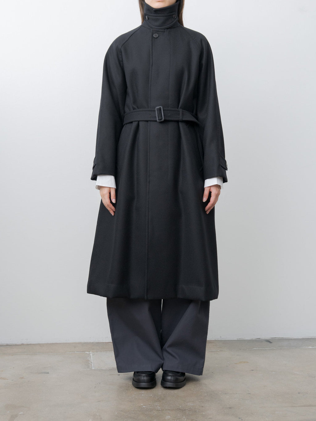 Namu Shop - Yleve Super100's Wool Melton Coat - Black
