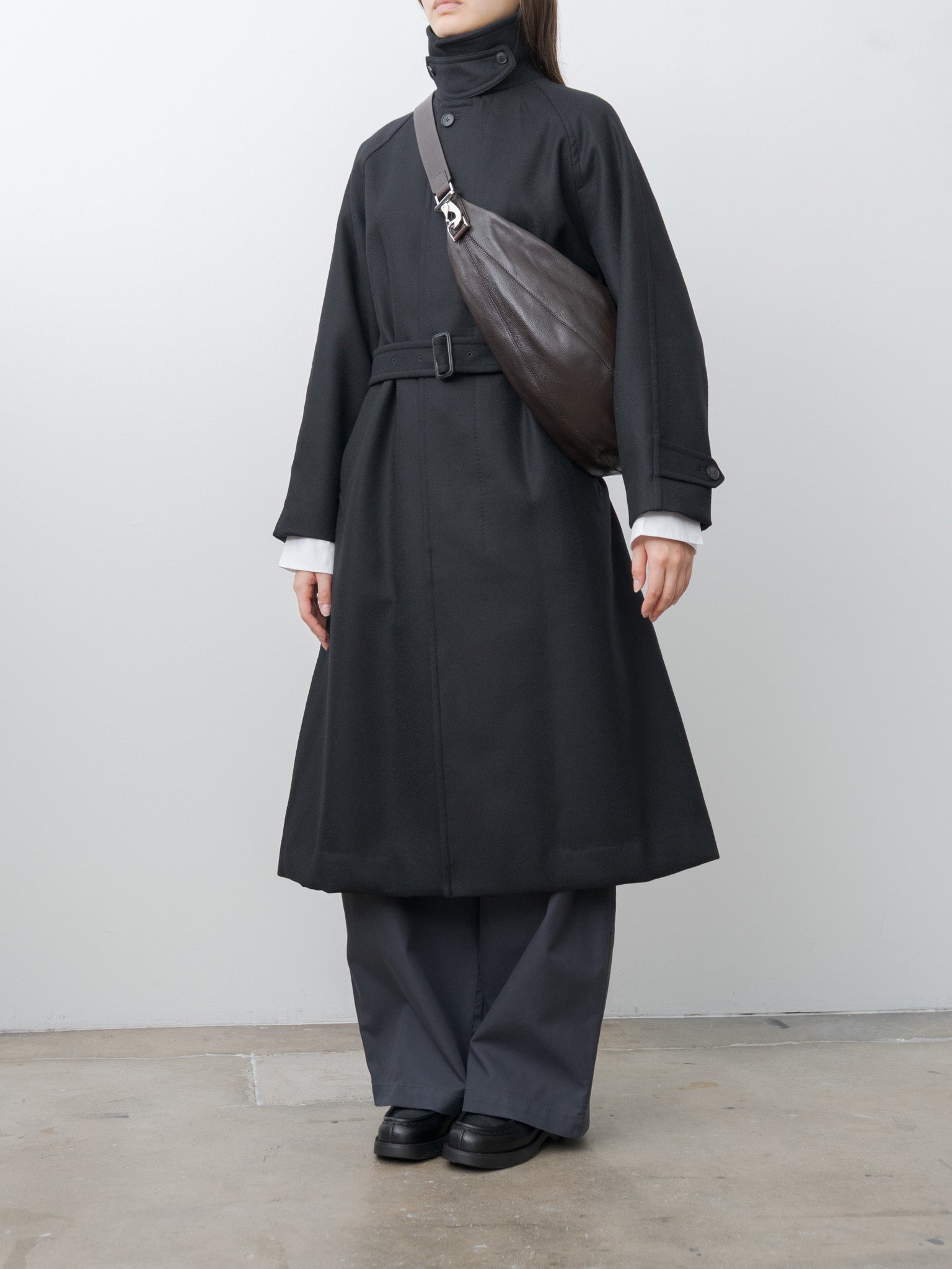 Namu Shop - Yleve Super100's Wool Melton Coat - Black