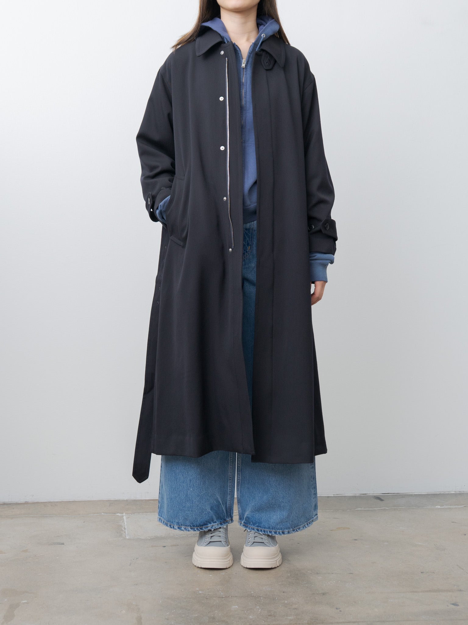Namu Shop - Yleve Wool Gaba Zip Coat - Navy