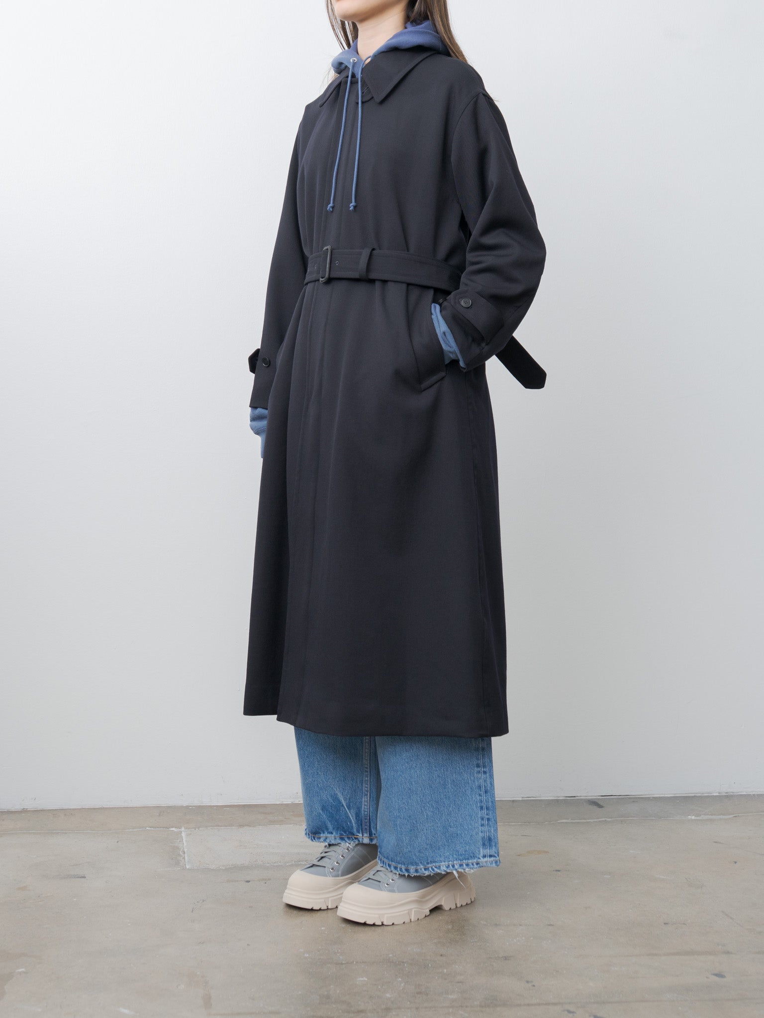Namu Shop - Yleve Wool Gaba Zip Coat - Navy