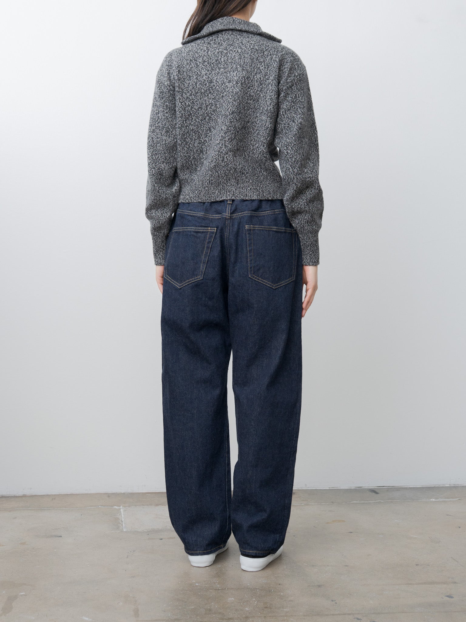 Namu Shop - Yleve Wool Cashmere Melange Knit Full Zip P/O - Black x Gray
