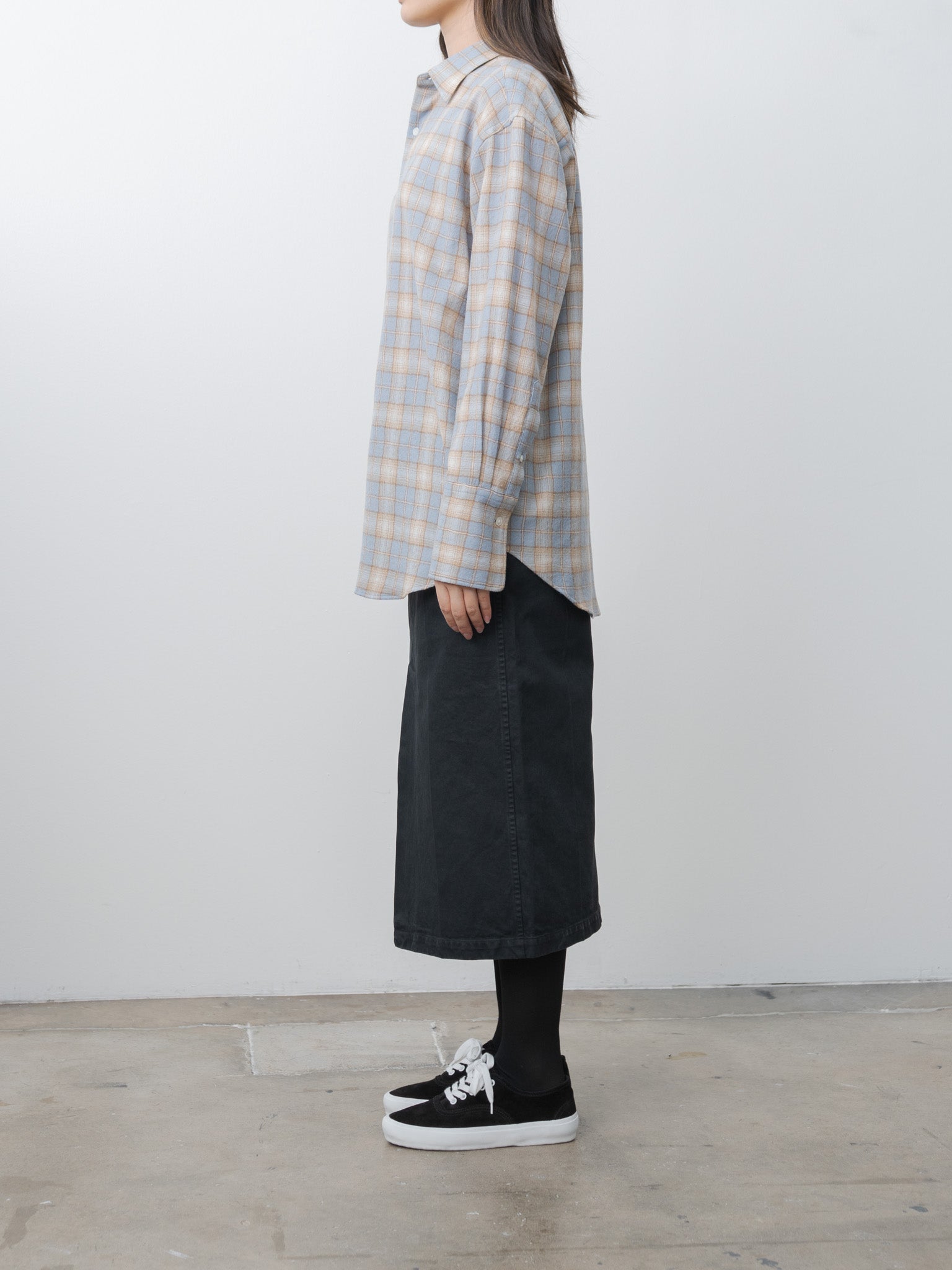 Namu Shop - Auralee Airy Wool Check Shirt - Light Blue × Beige