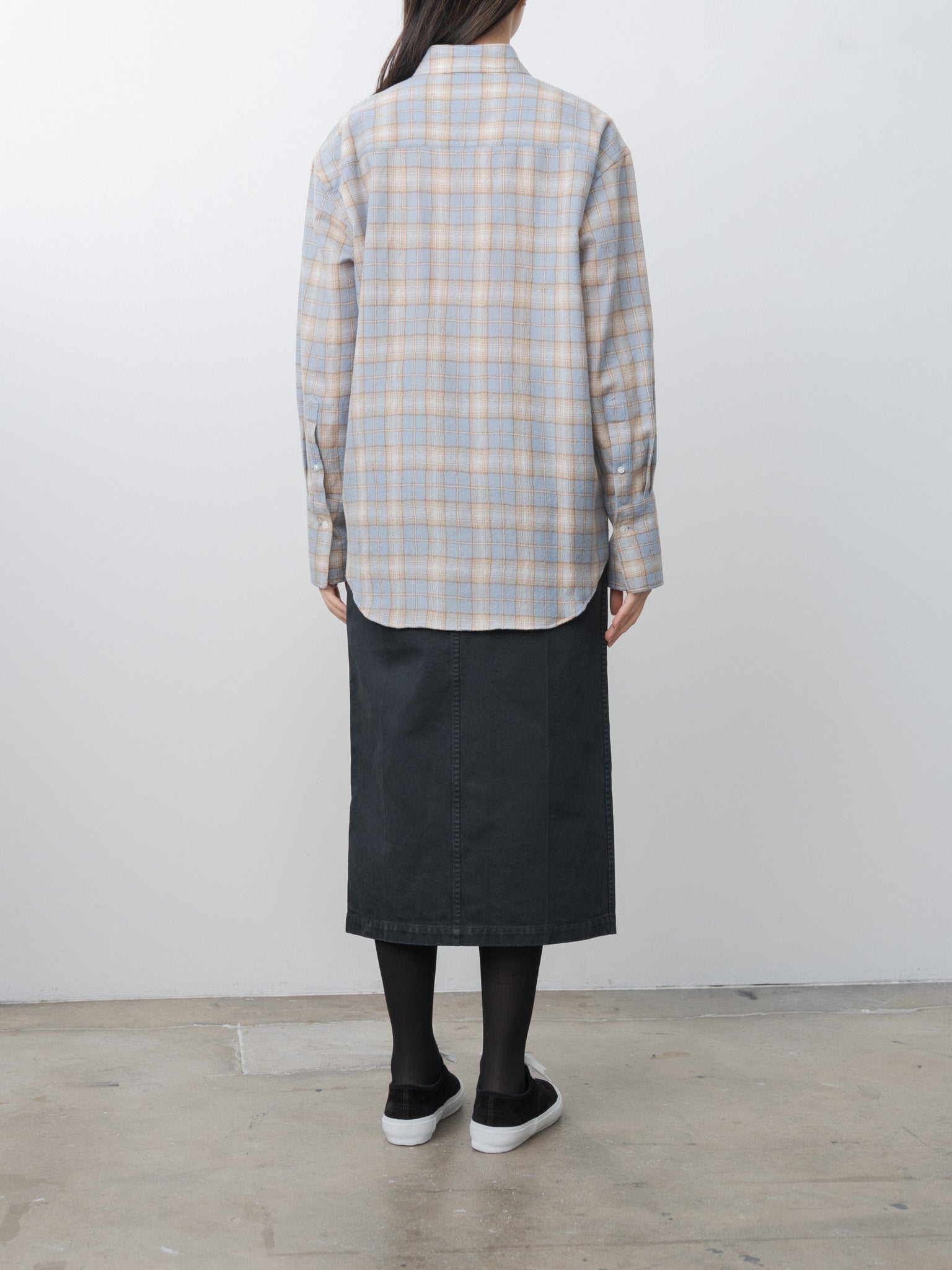 Namu Shop - Auralee Airy Wool Check Shirt - Light Blue × Beige
