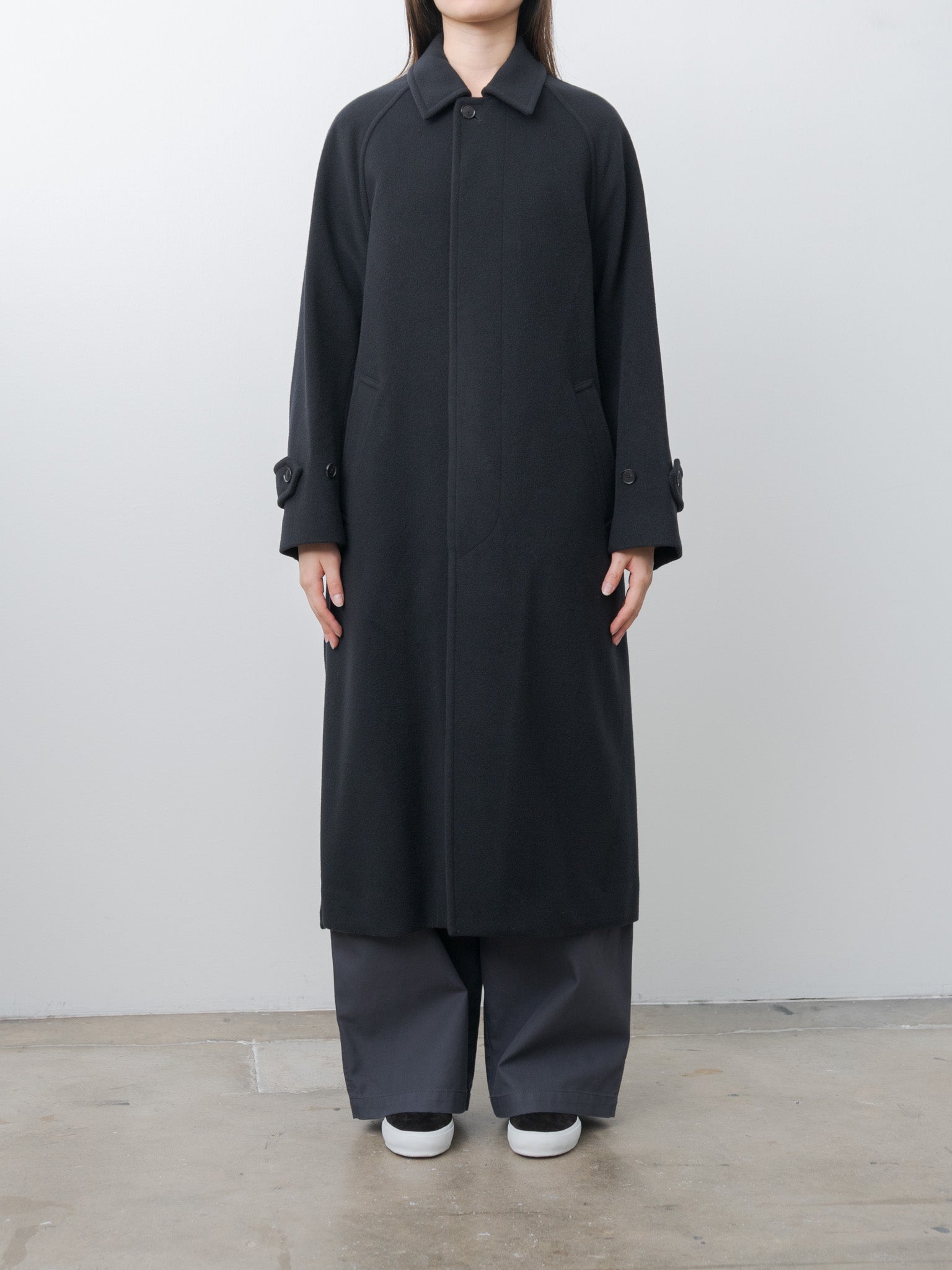 Namu Shop - Auralee Super Fine Wool Mosser Soutien Collar Coat - Black