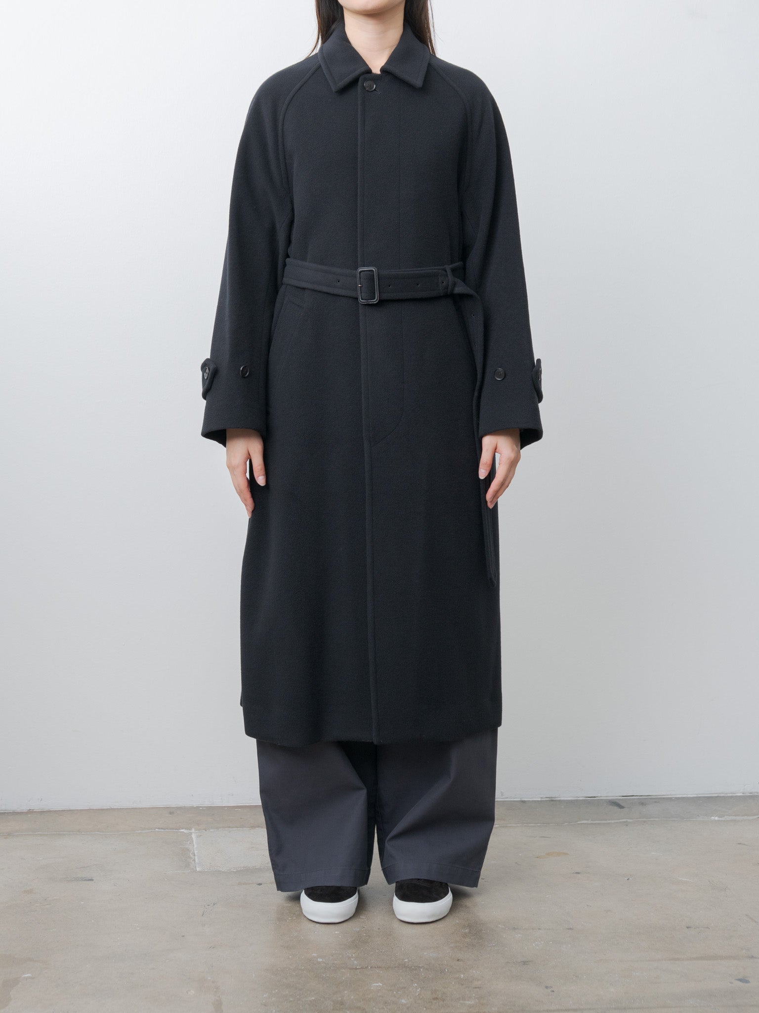 Namu Shop - Auralee Super Fine Wool Mosser Soutien Collar Coat - Black