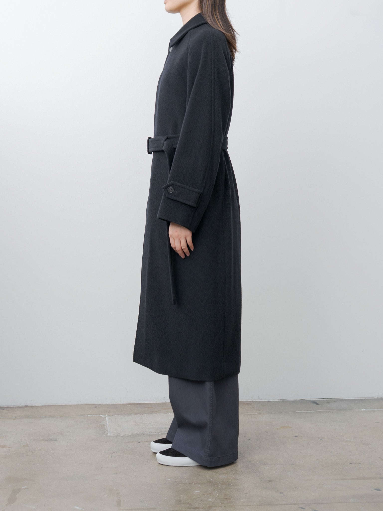 Namu Shop - Auralee Super Fine Wool Mosser Soutien Collar Coat - Black