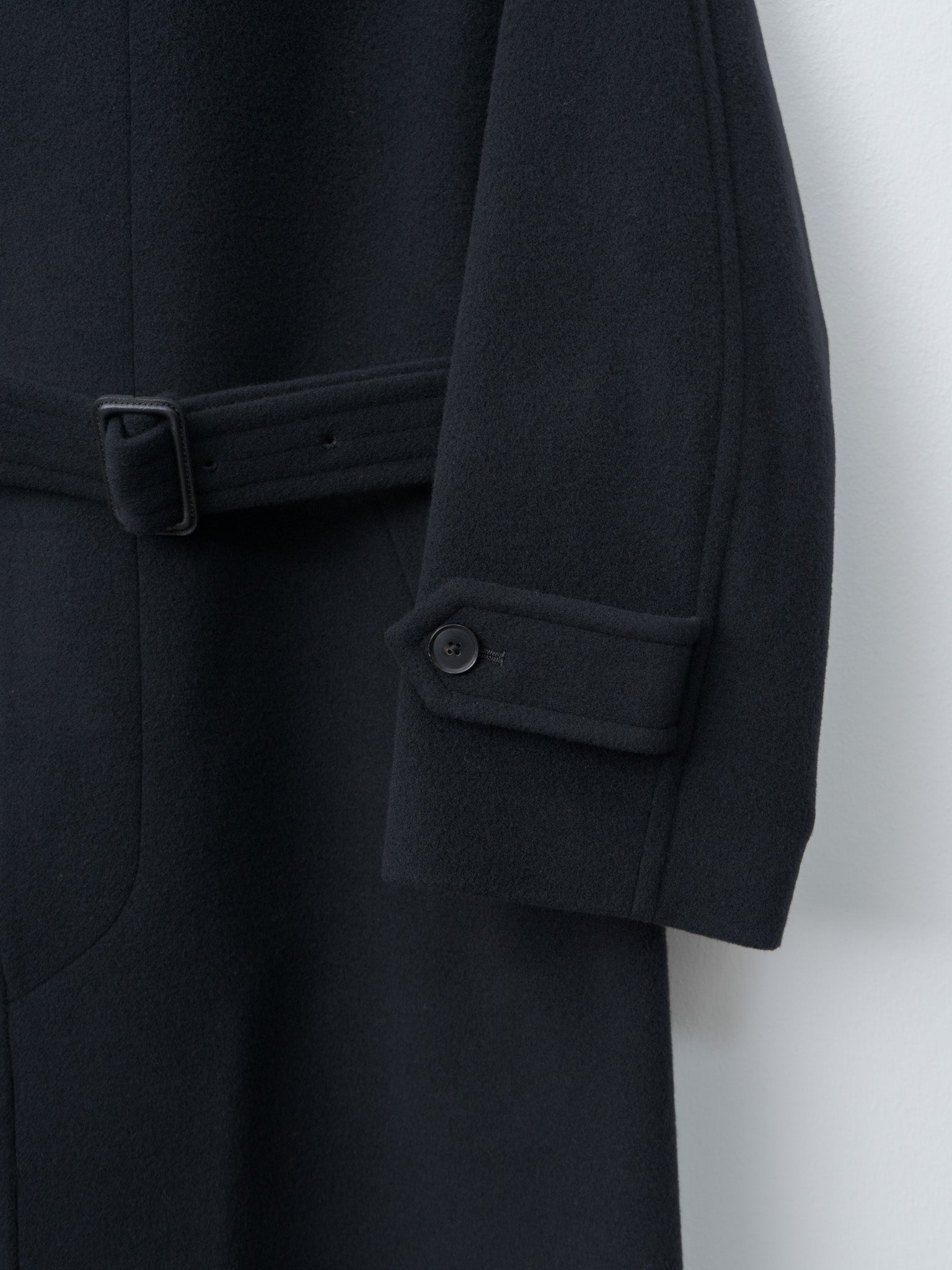 Namu Shop - Auralee Super Fine Wool Mosser Soutien Collar Coat - Black
