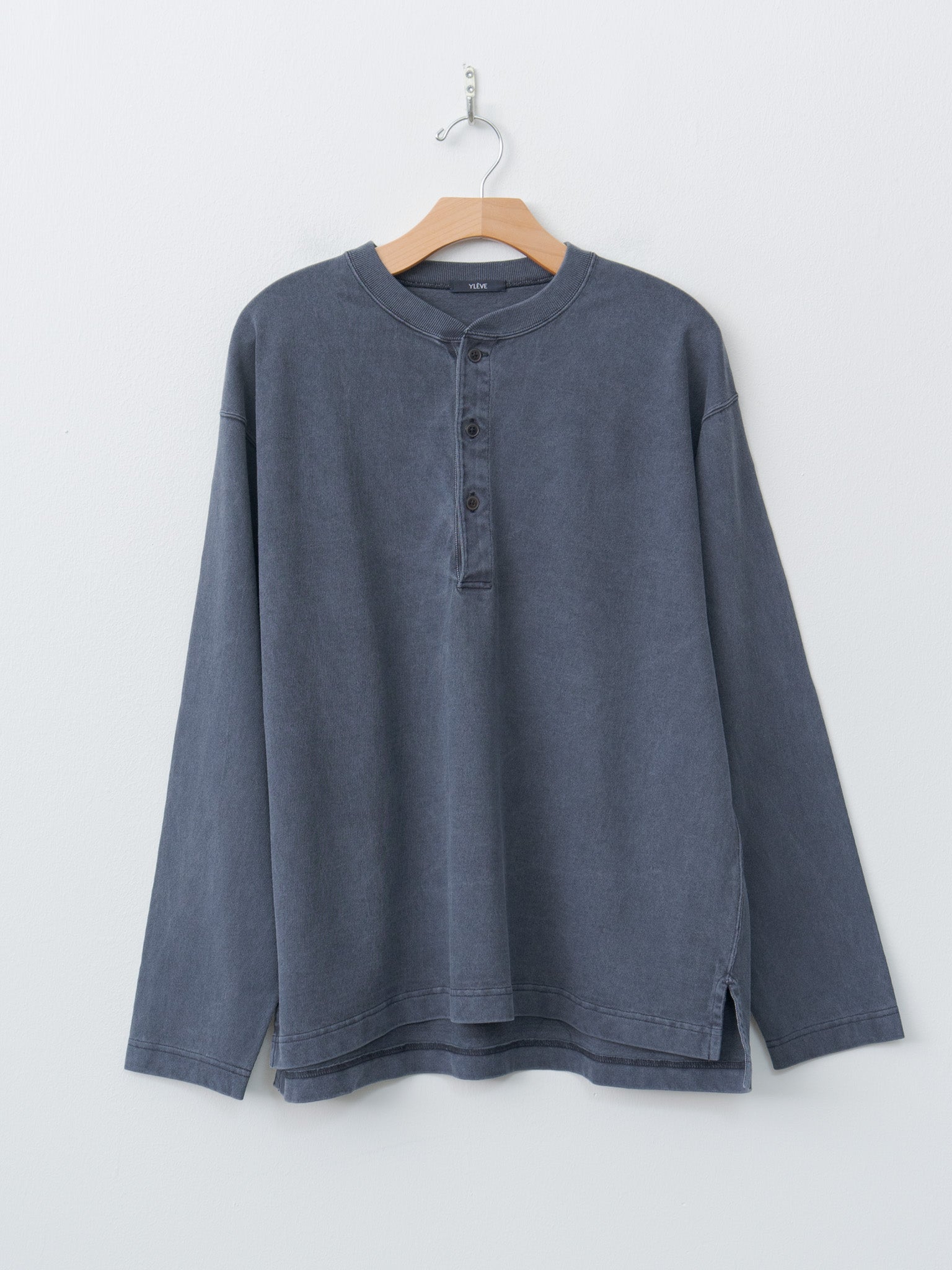 Namu Shop - Yleve Open End Cotton Pigment Dye Henley P/O - Navy
