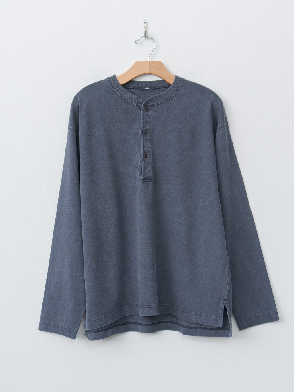 Namu Shop - Yleve Open End Cotton Pigment Dye Henley P/O - Navy