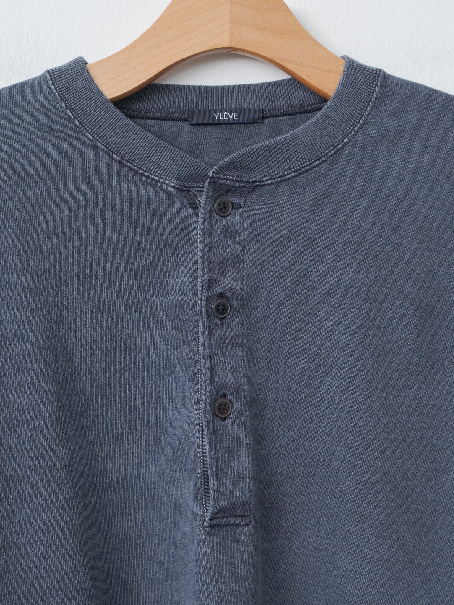 Namu Shop - Yleve Open End Cotton Pigment Dye Henley P/O - Navy