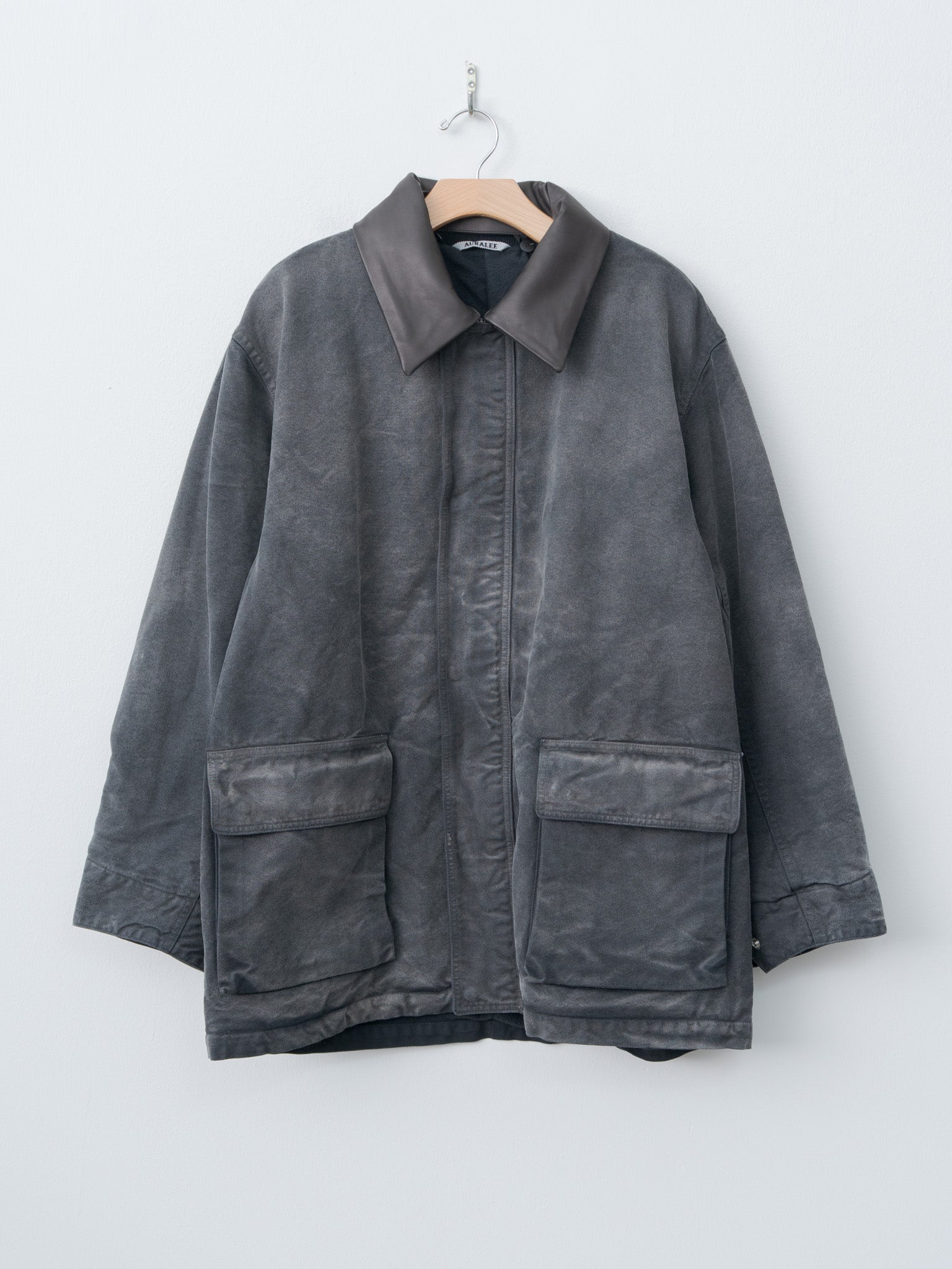 Namu Shop - Auralee Product Dyed Organic Cotton Duck Blouson - Faded Black