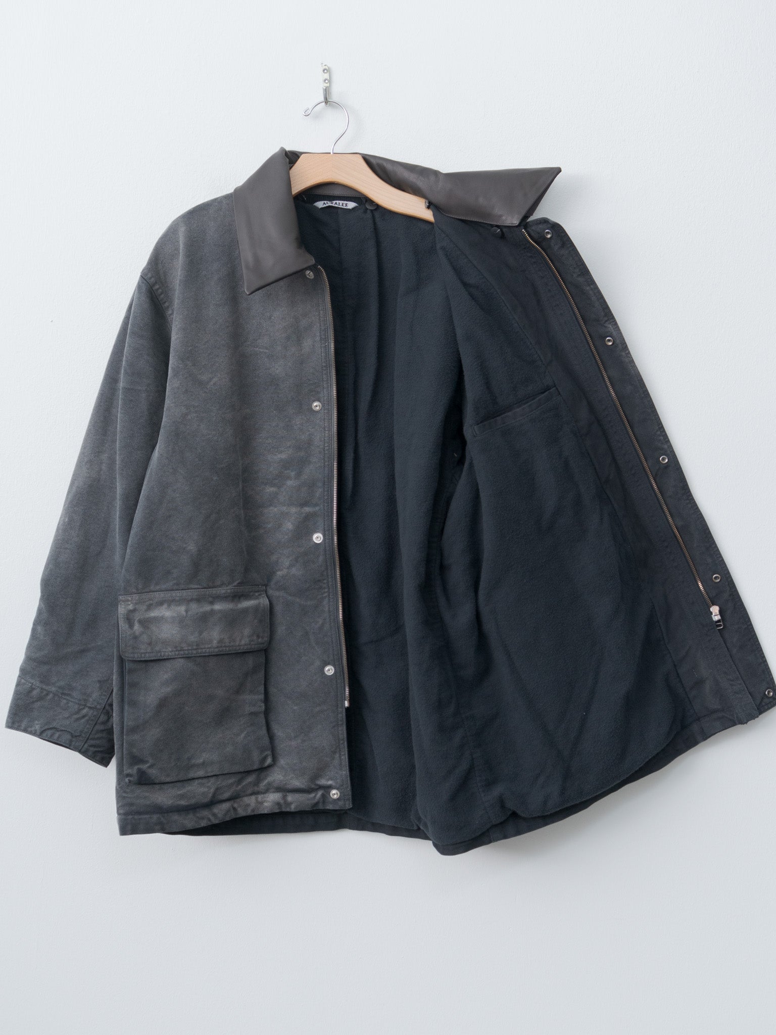 Namu Shop - Auralee Product Dyed Organic Cotton Duck Blouson - Faded Black