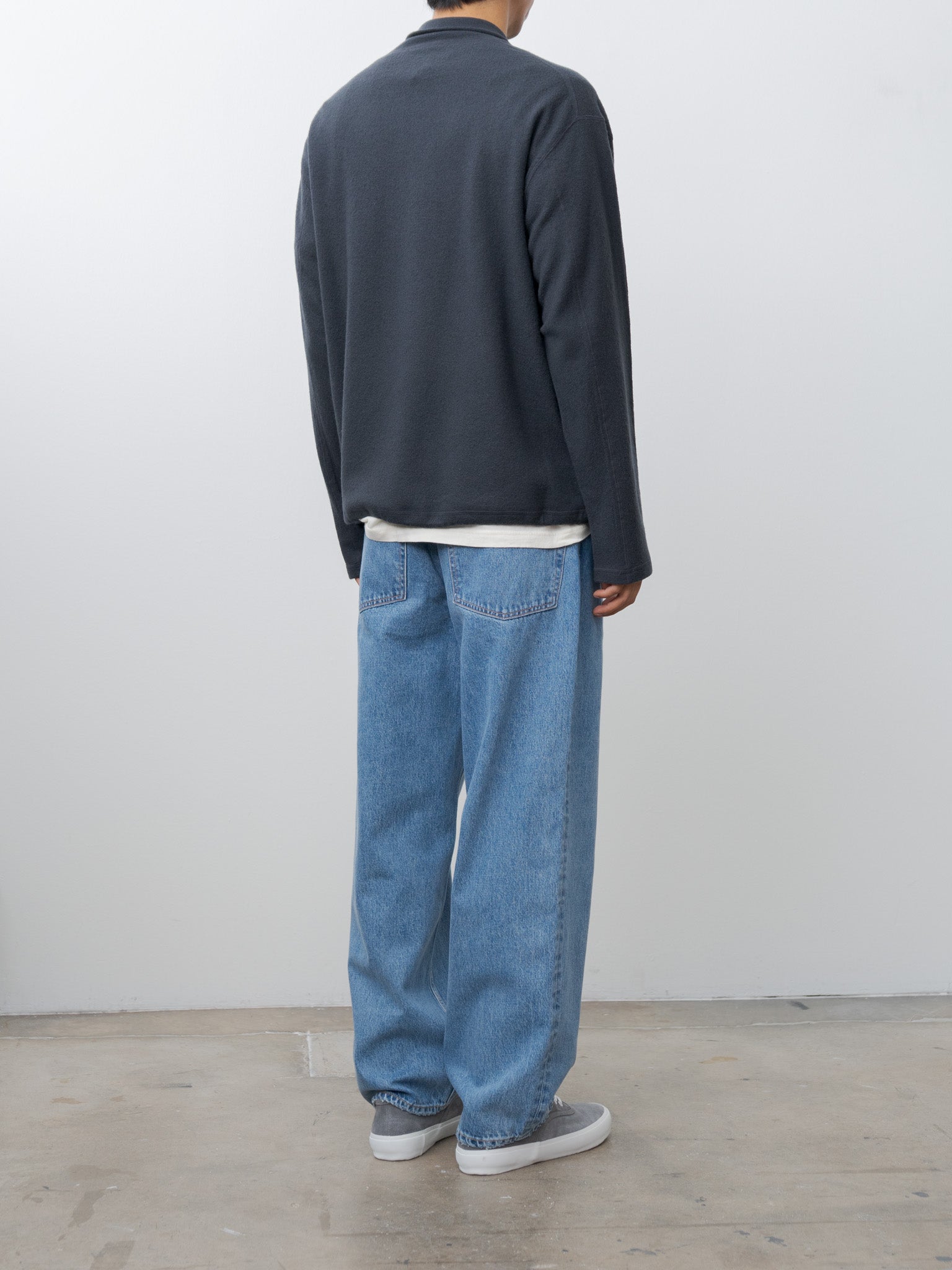 Namu Shop - Yleve Ultrafine Merino Milled Wool Knit Half Zip P/O - Smokey Navy