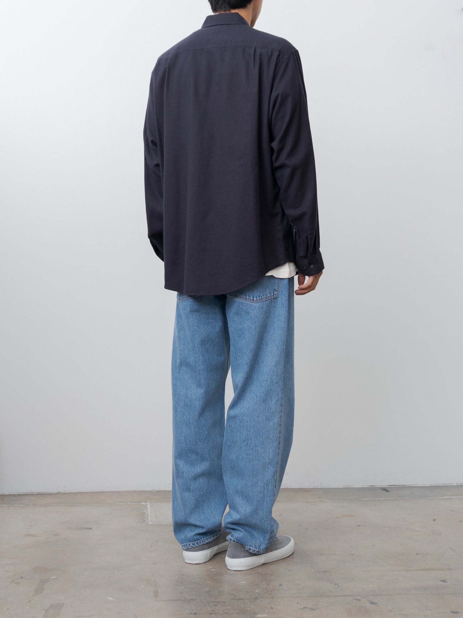 Namu Shop - Y Brushed Organic Cotton Tencel Snap Shirt - Navy