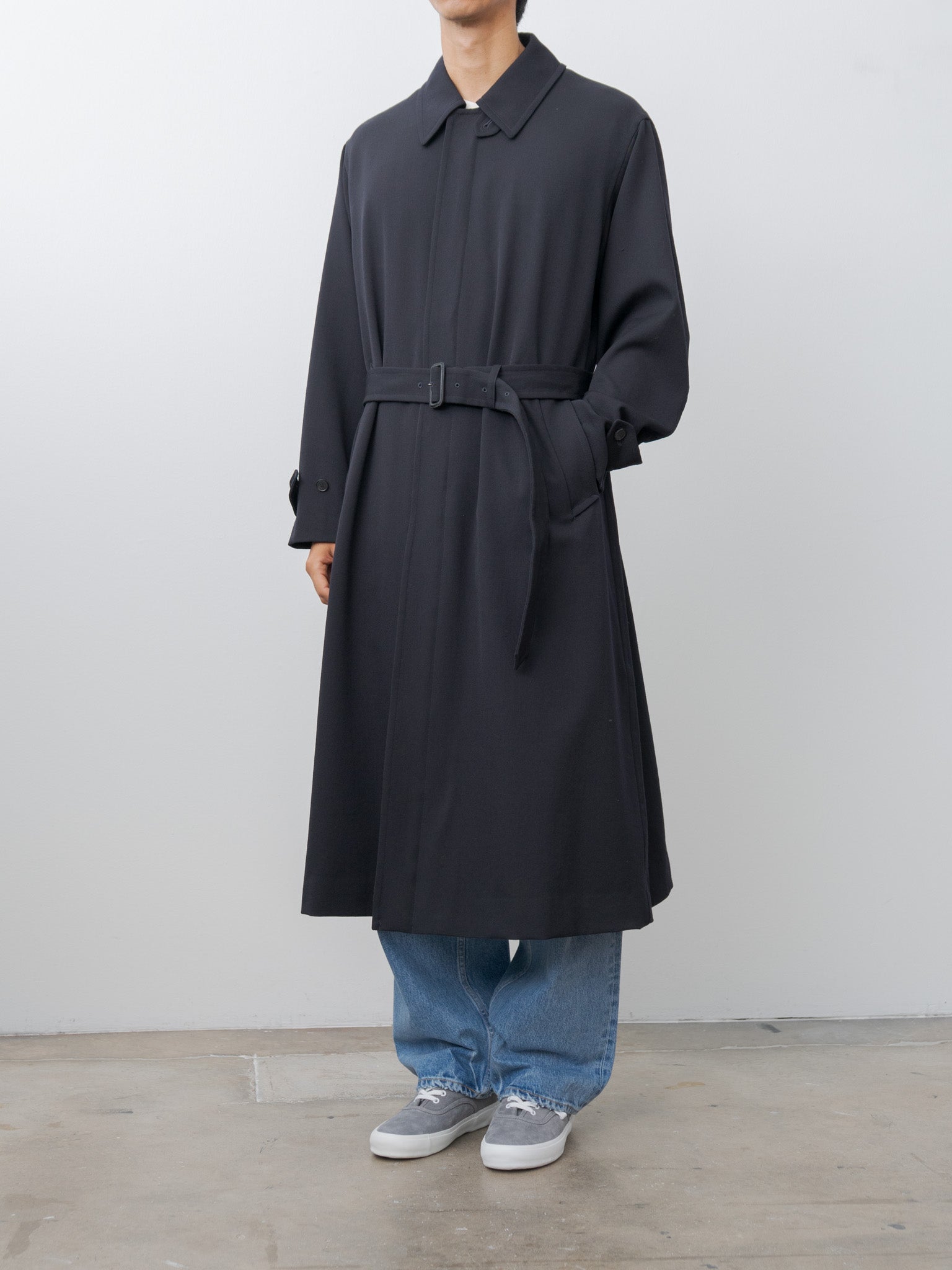 Namu Shop - Yleve Wool Gaba Zip Coat - Navy