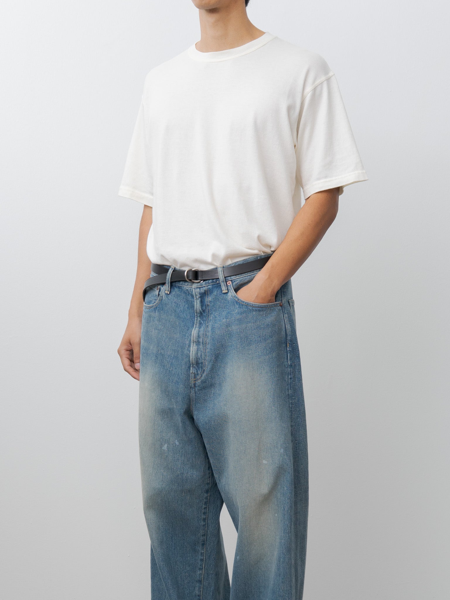 Namu Shop - Yoko Sakamoto Ring Belt Slim - Black × Silver (OS)