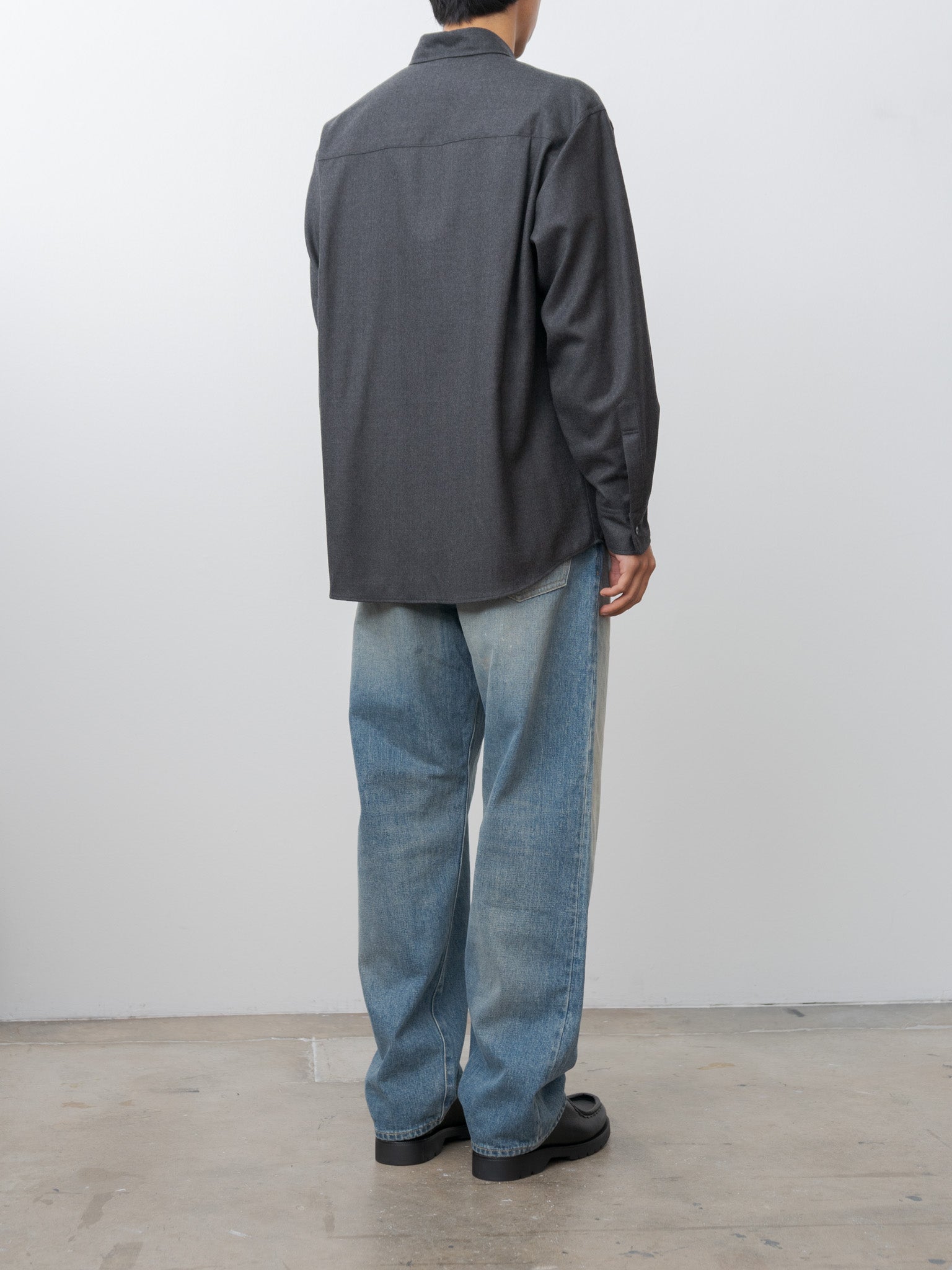 Namu Shop - Auralee Super Light Wool Shirt - Top Charcoal