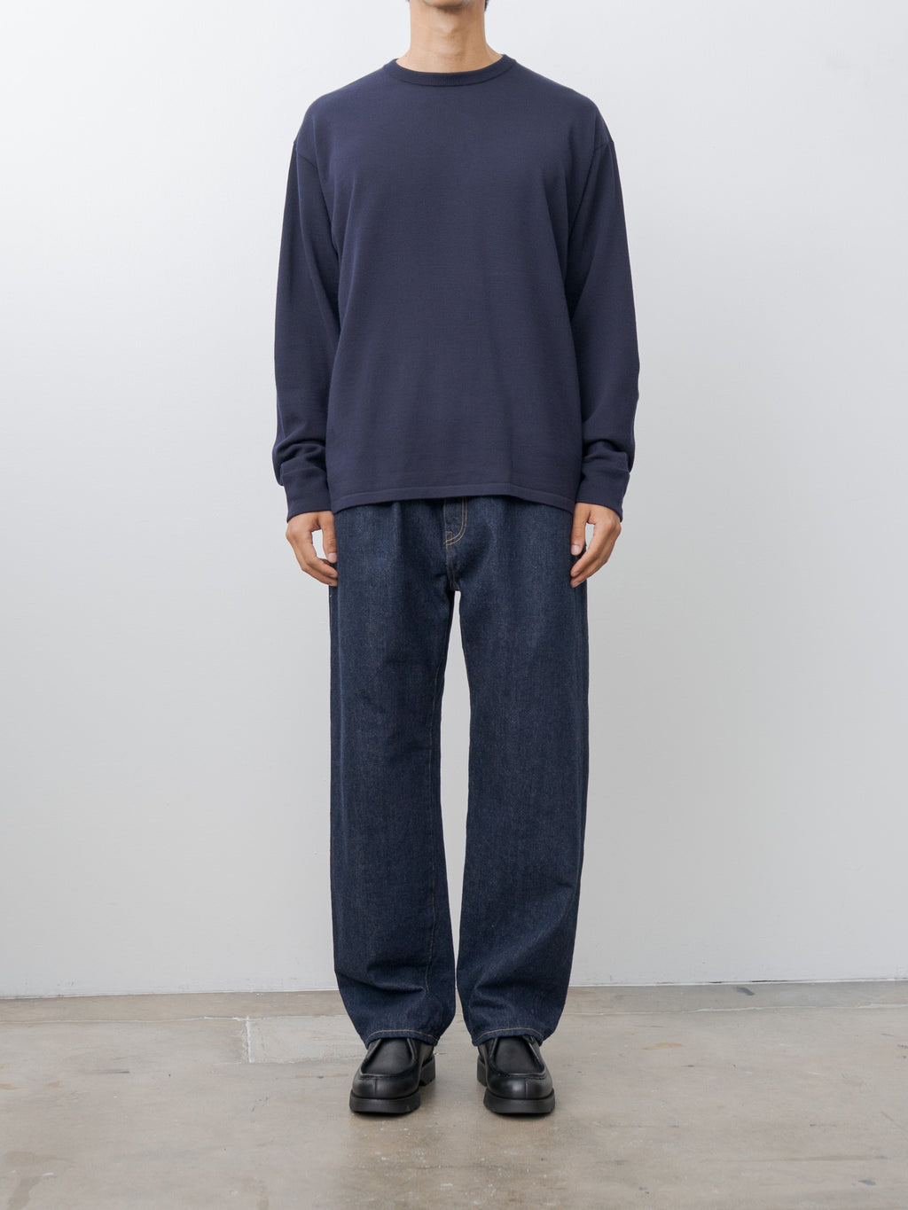 Namu Shop - Y Nonmulesing Wool Knit P/O - Navy