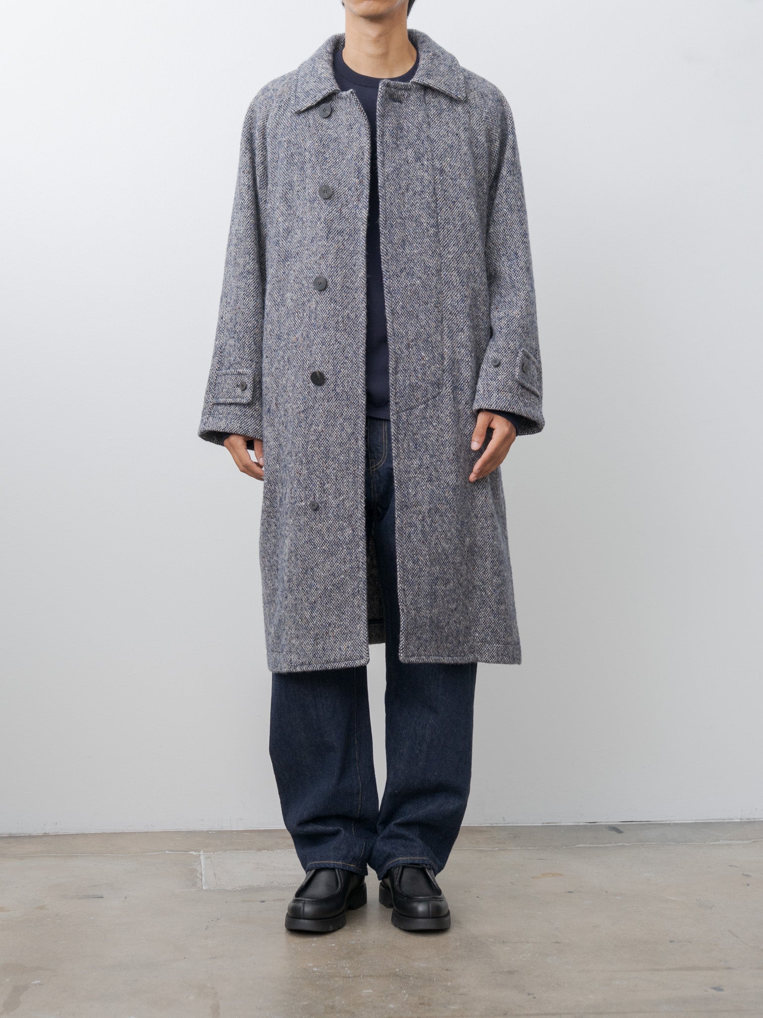 Namu Shop - Document Donegal Tweed Oversized Coat - Blue