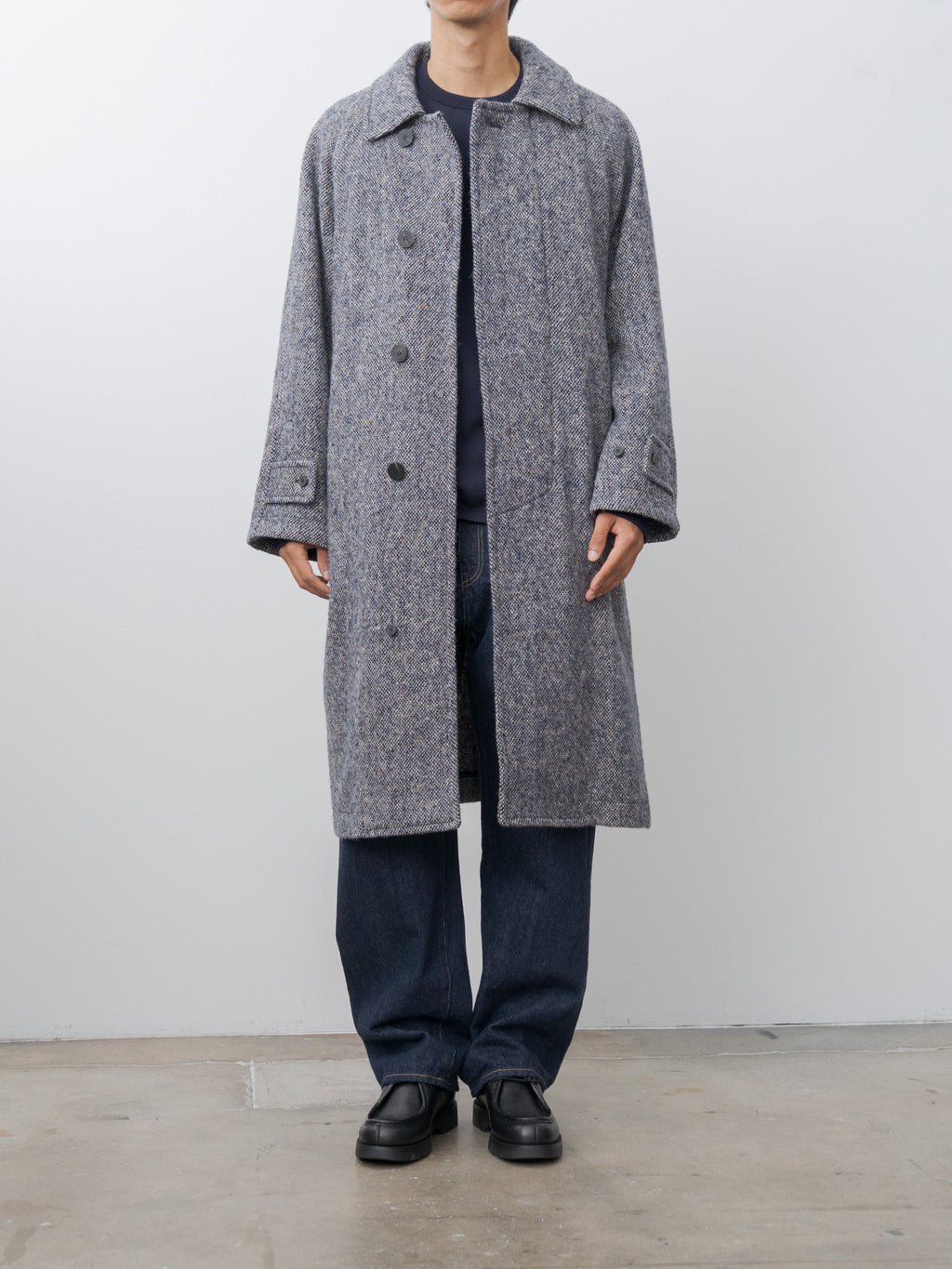 Namu Shop - Document Donegal Tweed Oversized Coat - Blue