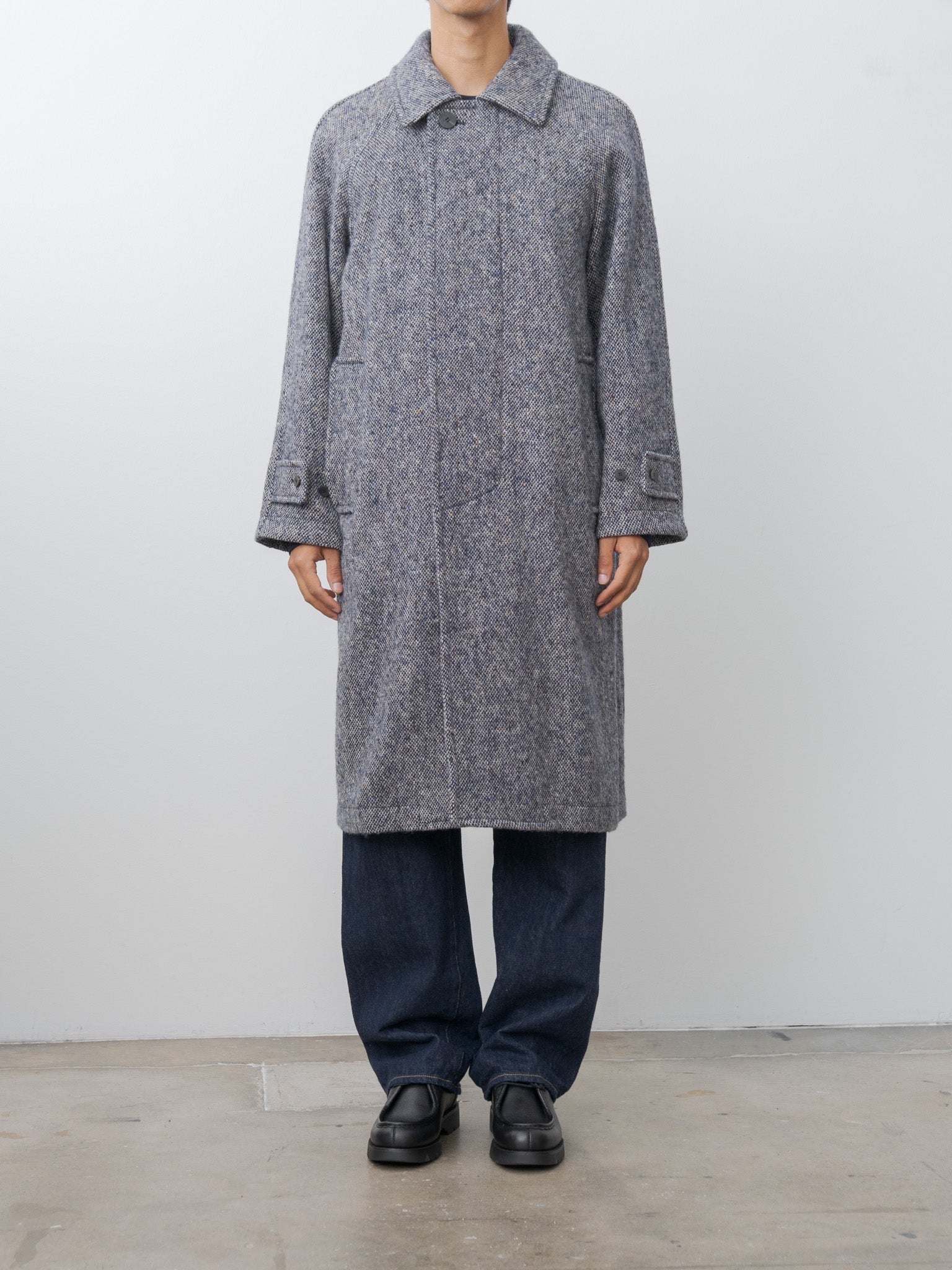 Namu Shop - Document Donegal Tweed Oversized Coat - Blue