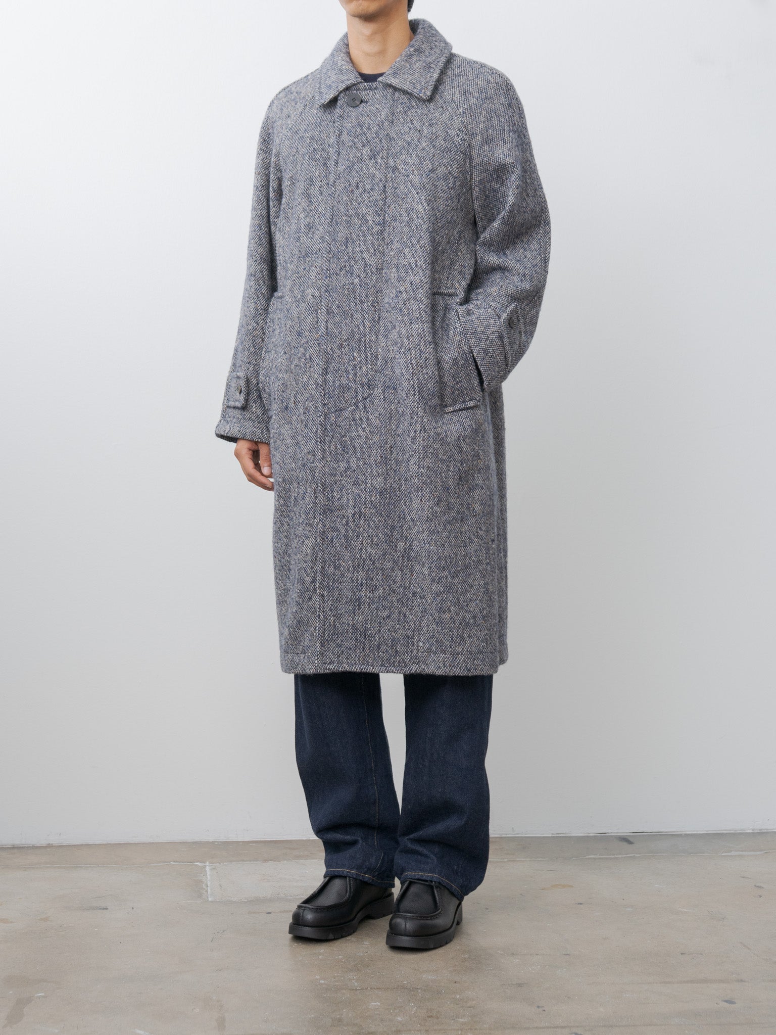 Namu Shop - Document Donegal Tweed Oversized Coat - Blue