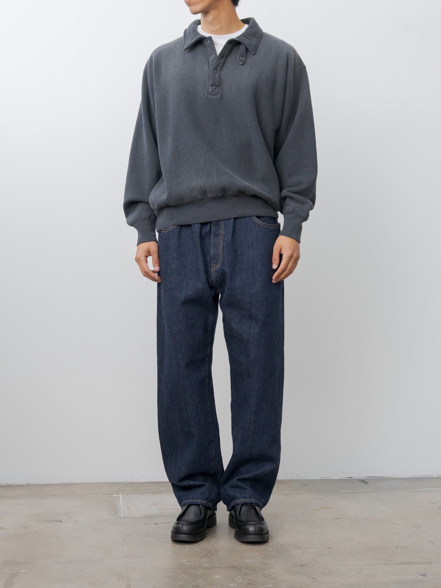 Namu Shop - Yleve Heavy Weight Fleece Bleach Snap P/O - Charcoal