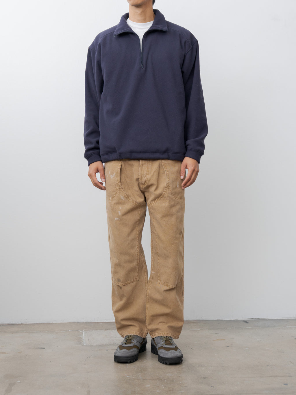 Namu Shop - Y Recycle Polyester Fleece Half Zip P/O - Navy
