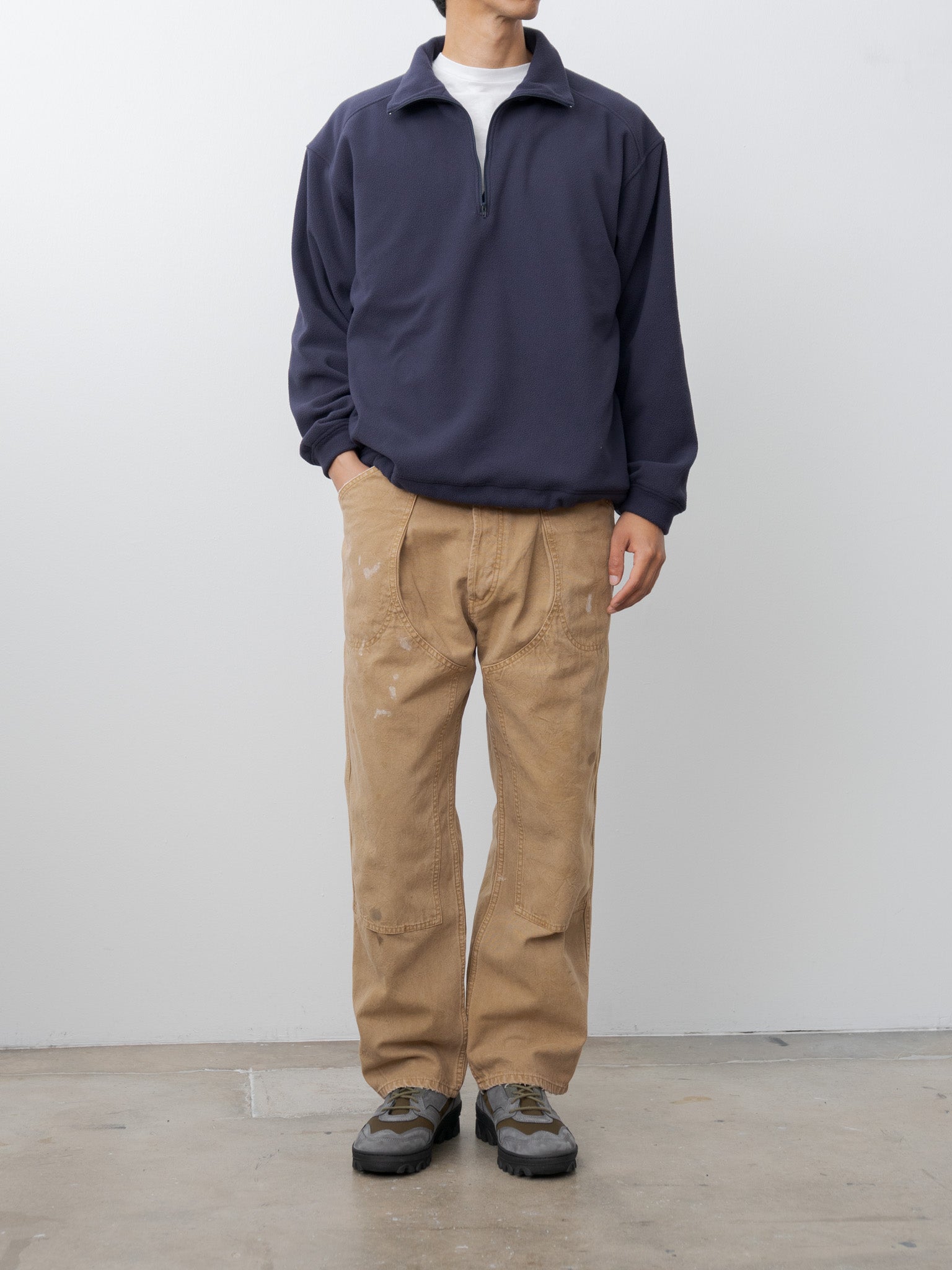 Namu Shop - Y Recycle Polyester Fleece Half Zip P/O - Navy