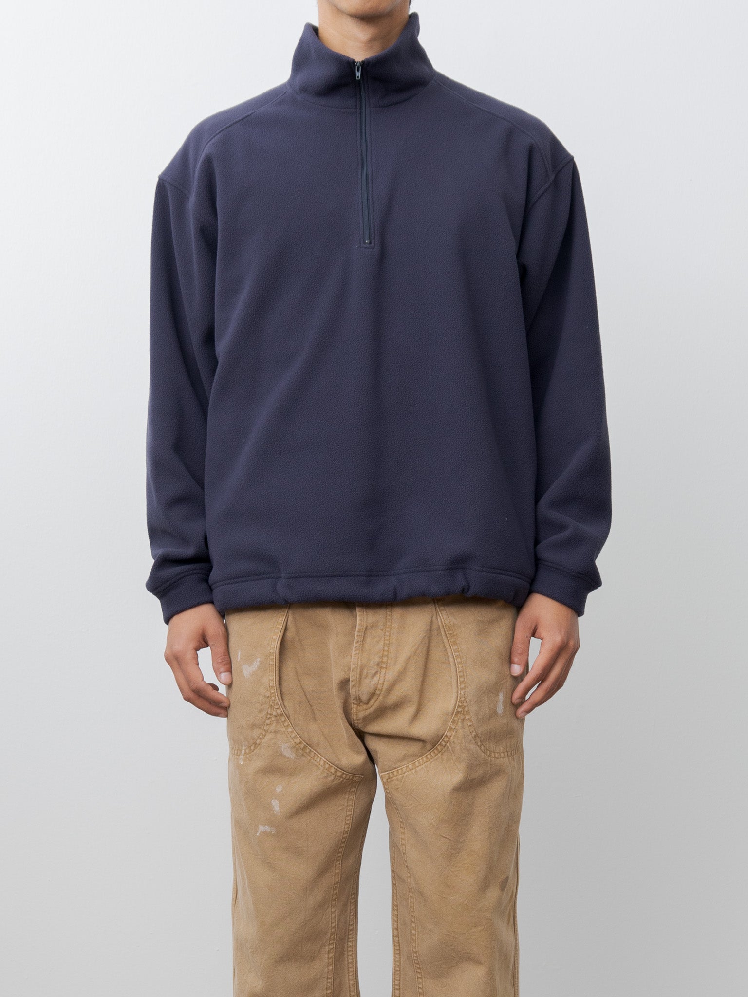 Namu Shop - Y Recycle Polyester Fleece Half Zip P/O - Navy