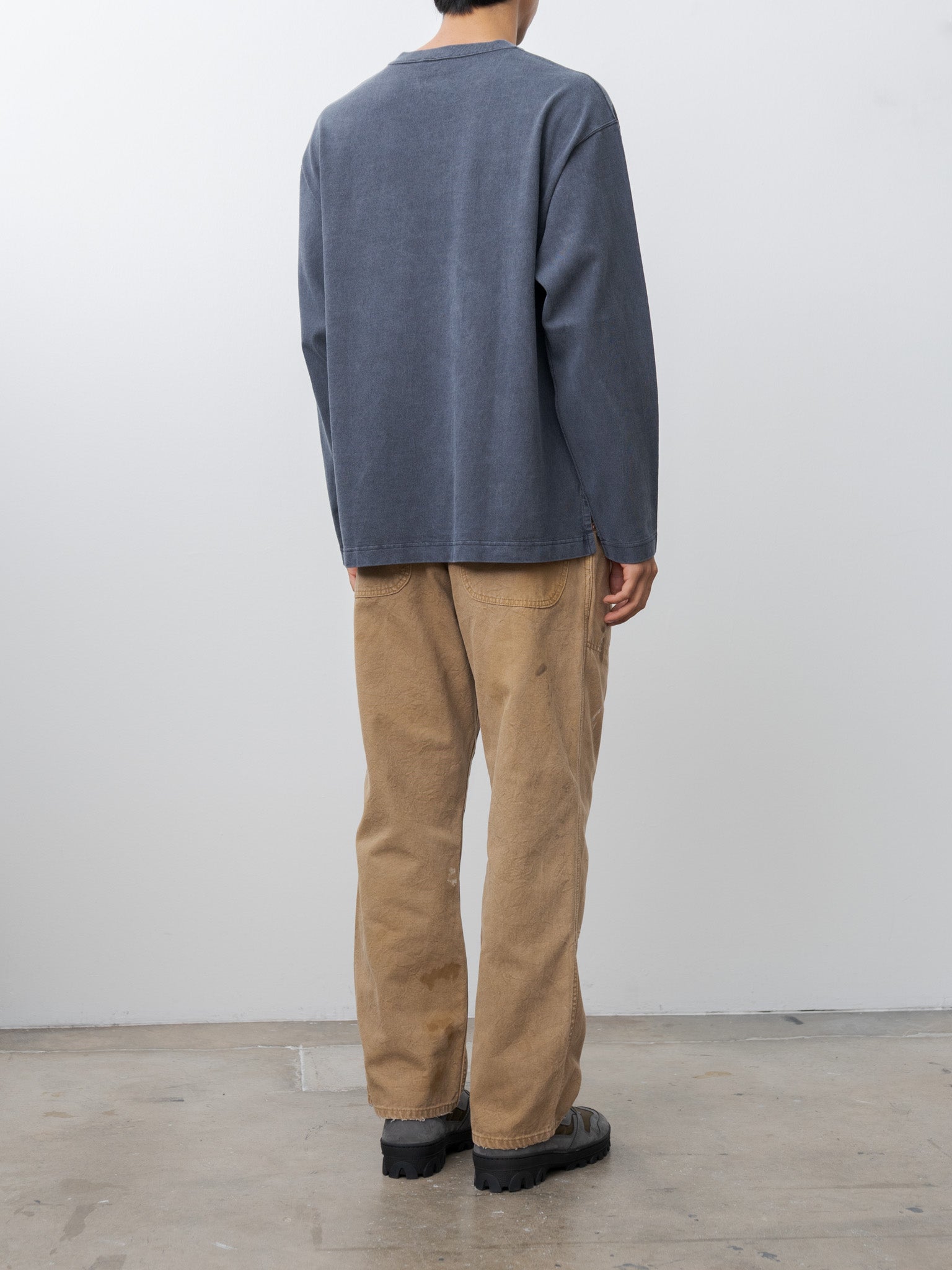 Namu Shop - Yleve Open End Cotton Pigment Dye Henley P/O - Navy