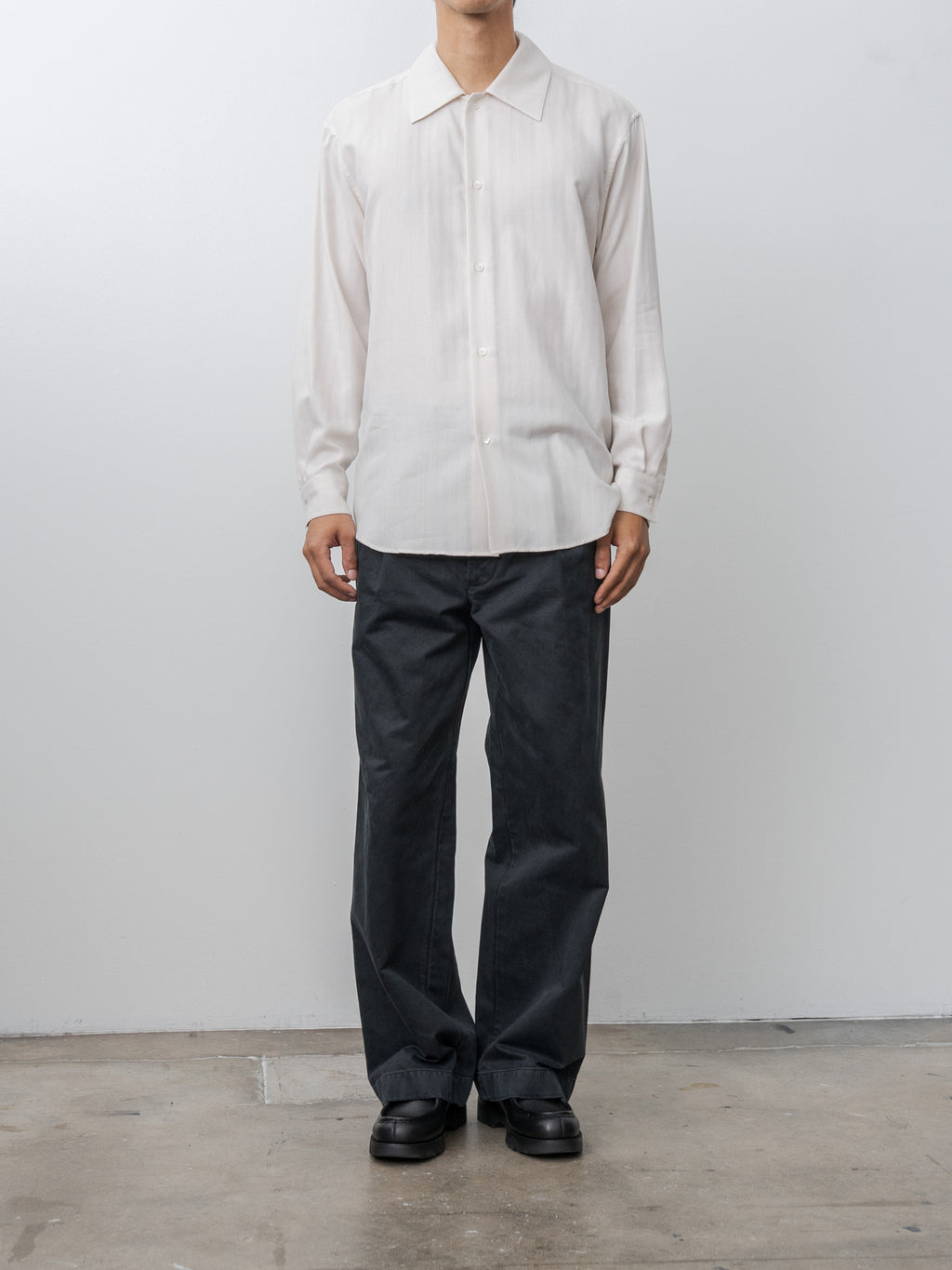 Namu Shop - Auralee Cotton Cashmere Herringbone Shirt - Ivory White