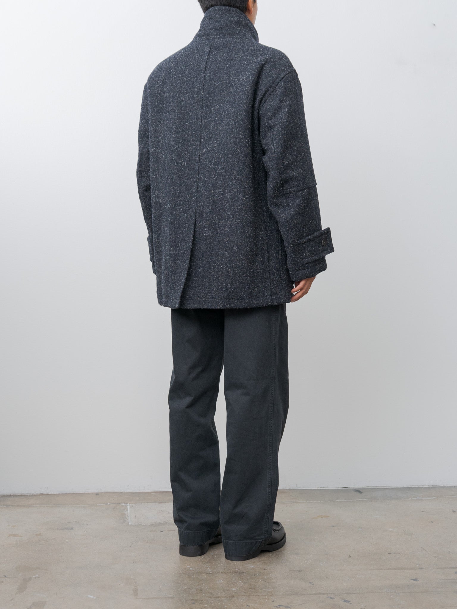 Namu Shop - Document Shearling Trimmed Kemp Melton Half Coat - Navy