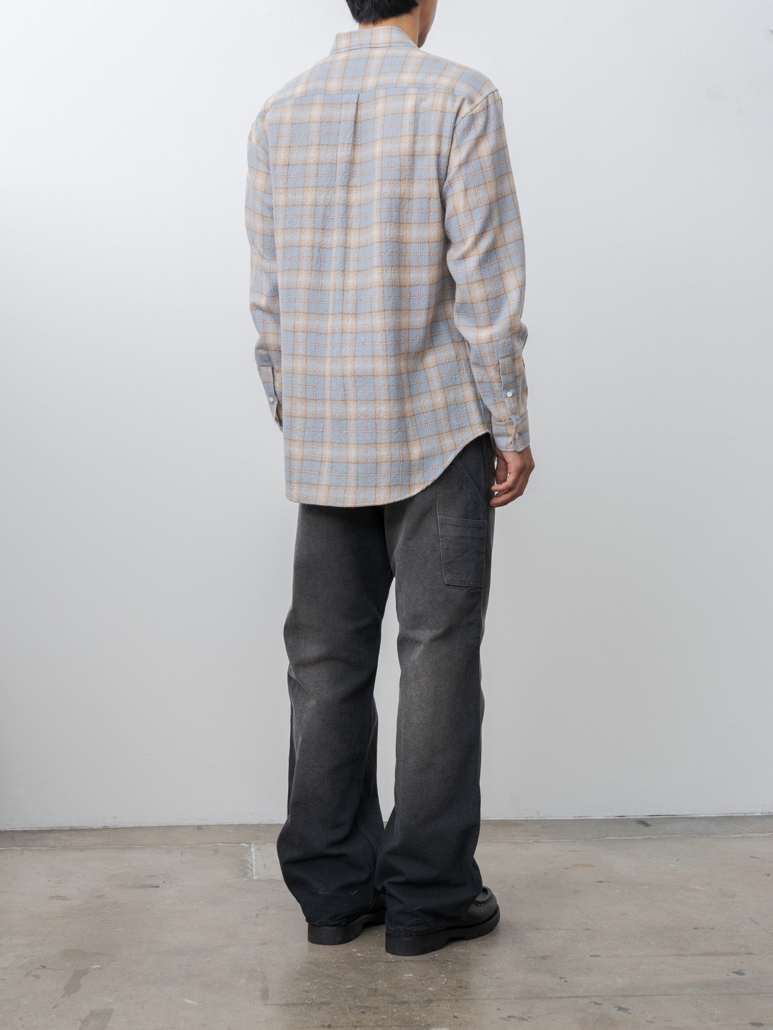 Namu Shop - Auralee Airy Wool Check Shirt - Light Blue × Beige
