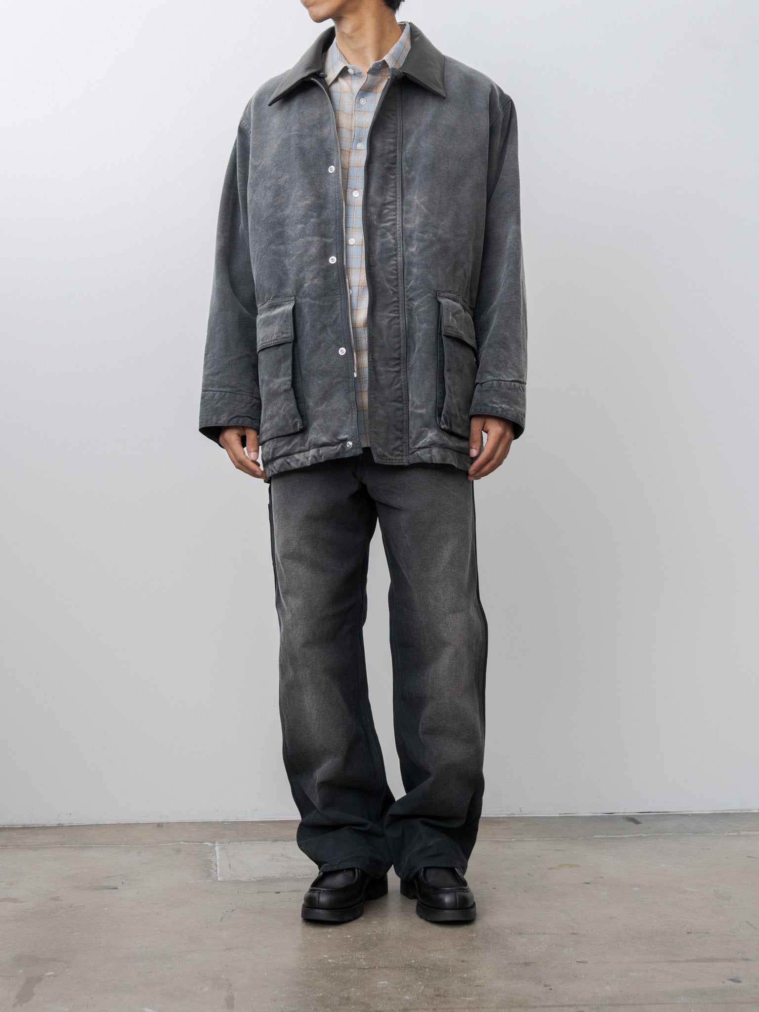 Namu Shop - Auralee Product Dyed Organic Cotton Duck Blouson - Faded Black