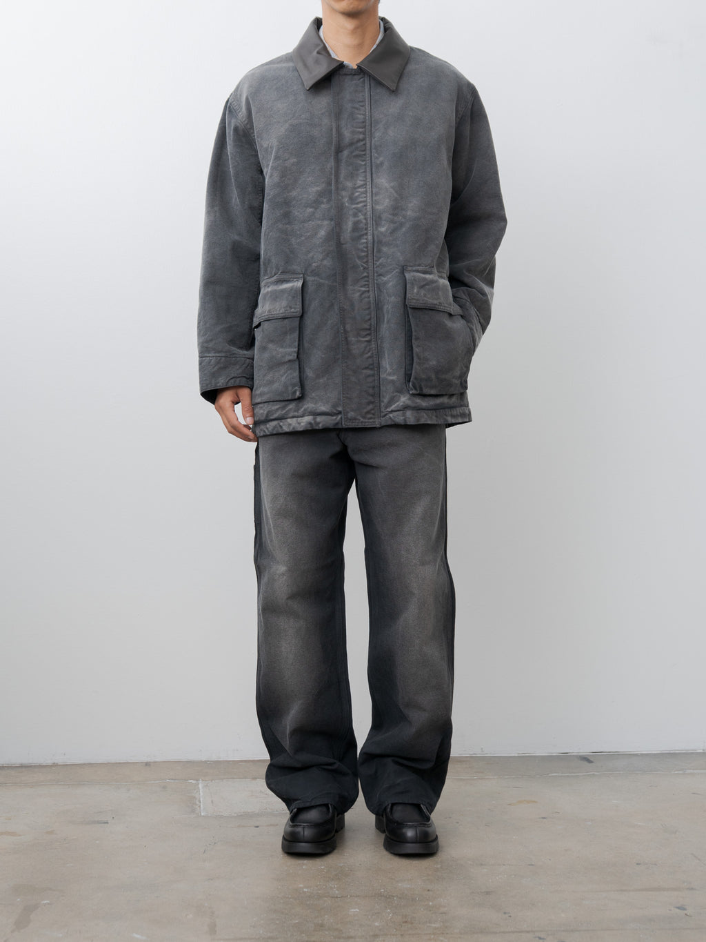 Namu Shop - Auralee Product Dyed Organic Cotton Duck Blouson - Faded Black