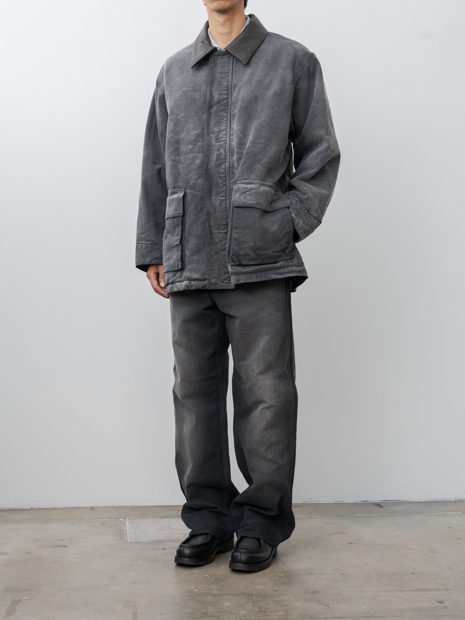 Namu Shop - Auralee Product Dyed Organic Cotton Duck Blouson - Faded Black