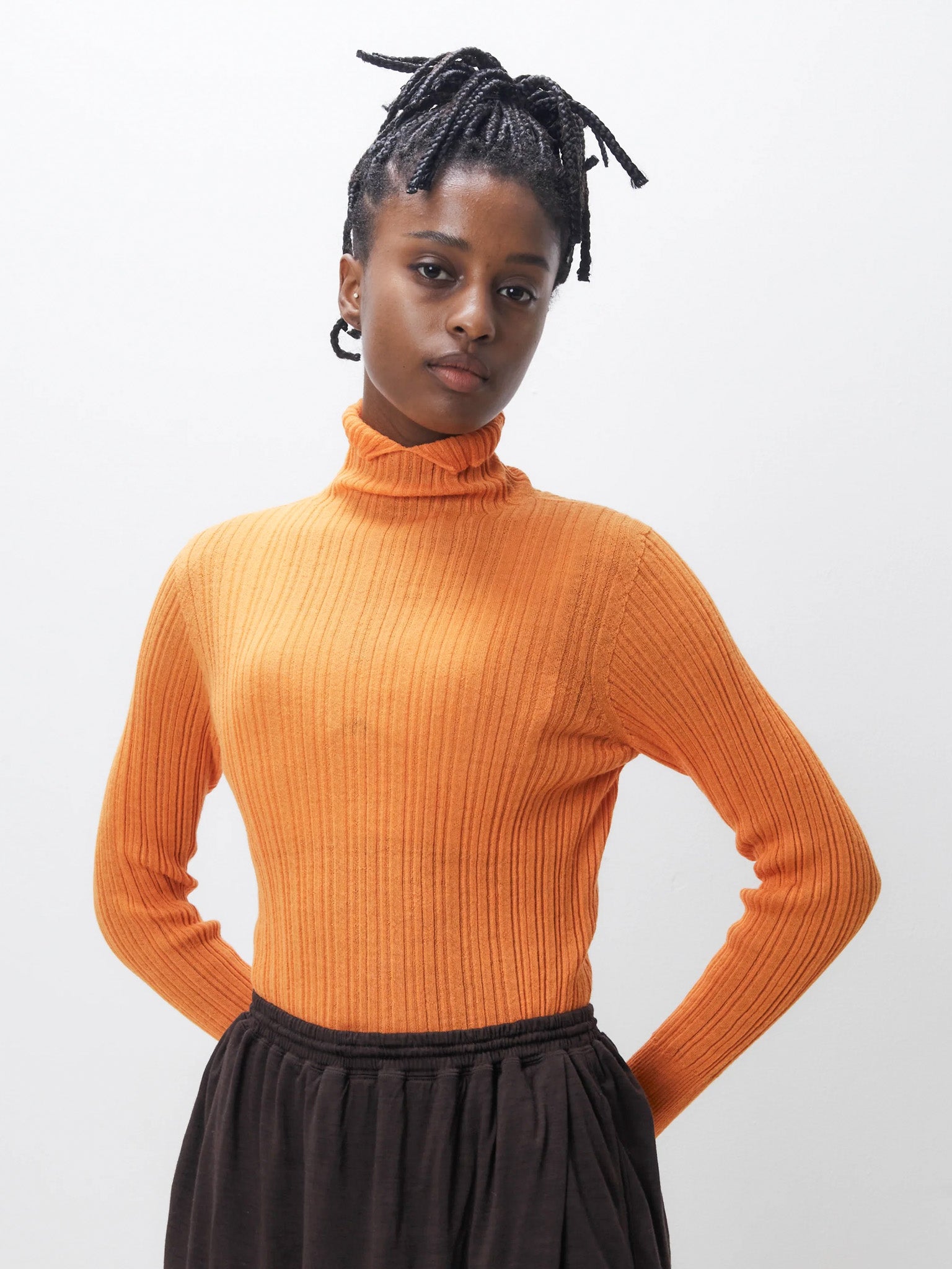 Namu Shop - Unfil Baby Suri Alpaca High Neck Sweater - Light Orange