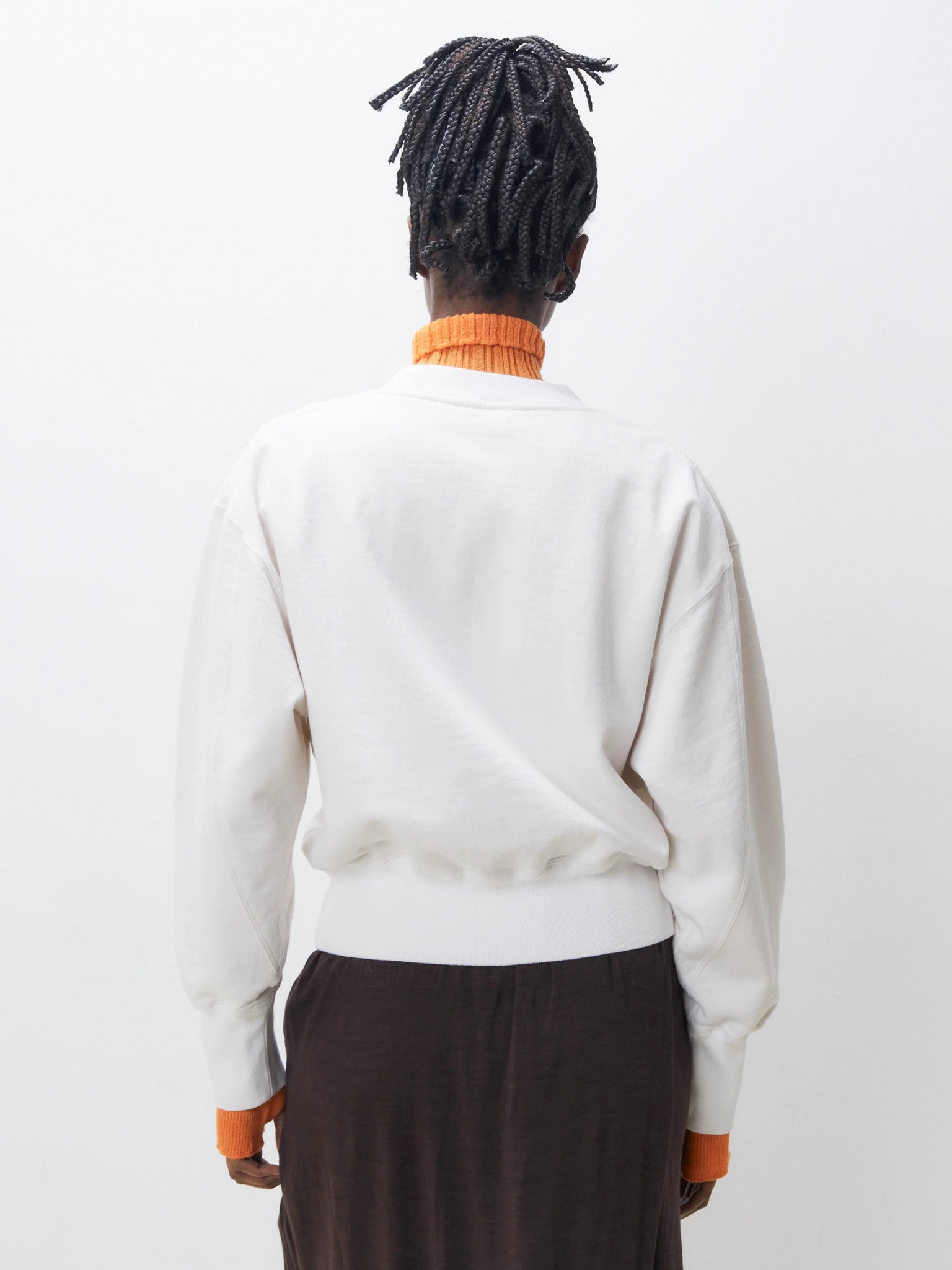 Namu Shop - Unfil Vintage Cotton Fleece Cropped Sweatshirt - Light Beige